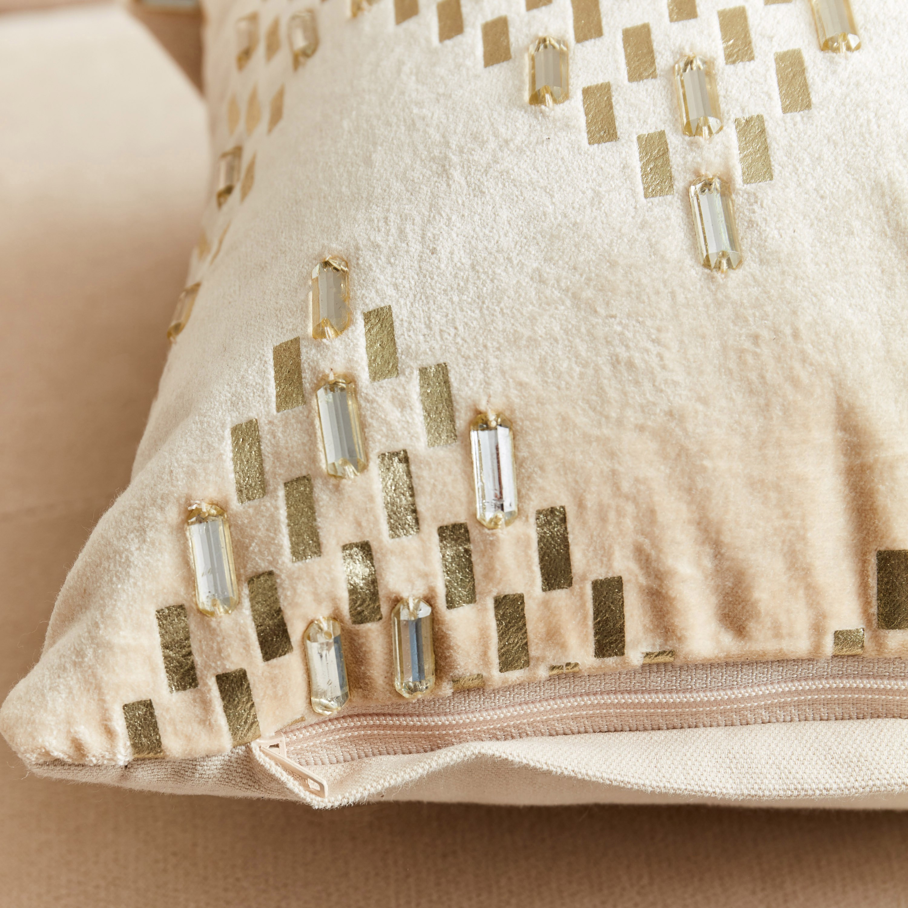 Petra Beaded Wave Velvet Filled Cushion - 30x50 cm-hbxlivingroom-furnishings-cushionsandcovers-filledcushions-image-3