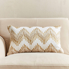 Petra Embroidered Wave Filled Cushion - 30x50 cm