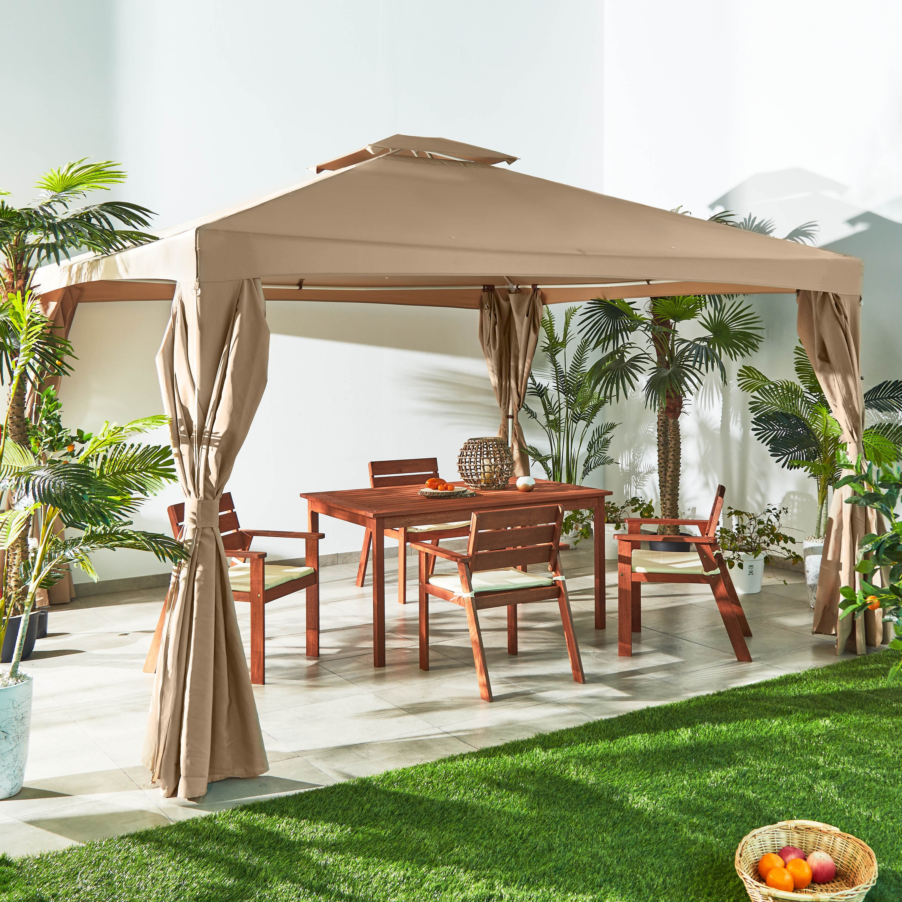 Polva Outdoor Gazebo with Metal Frame - 3.5x3.5 m-hbxfurniture-outdoor-diningsets-image-8