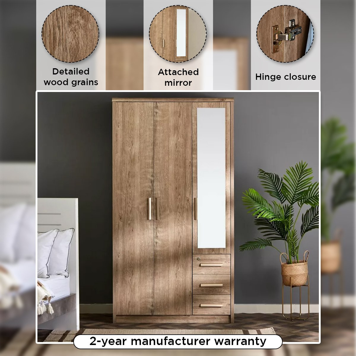 Curvy 3-Door Wardrobe with Mirror-hbxfurniture-wardrobes-image-4