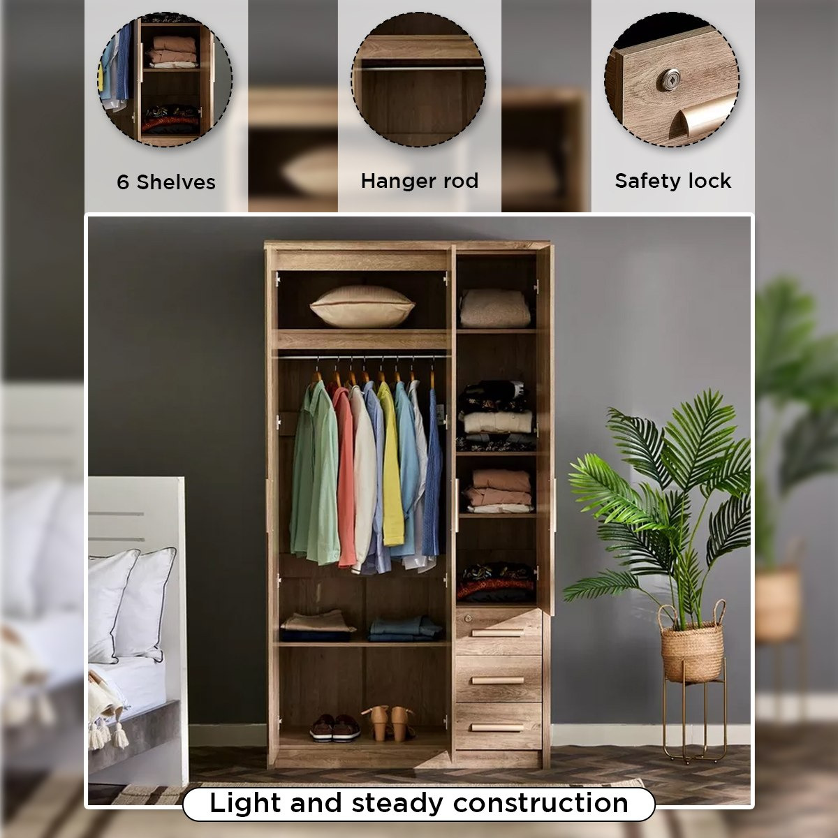 Curvy 3-Door Wardrobe with Mirror-hbxfurniture-wardrobes-image-5