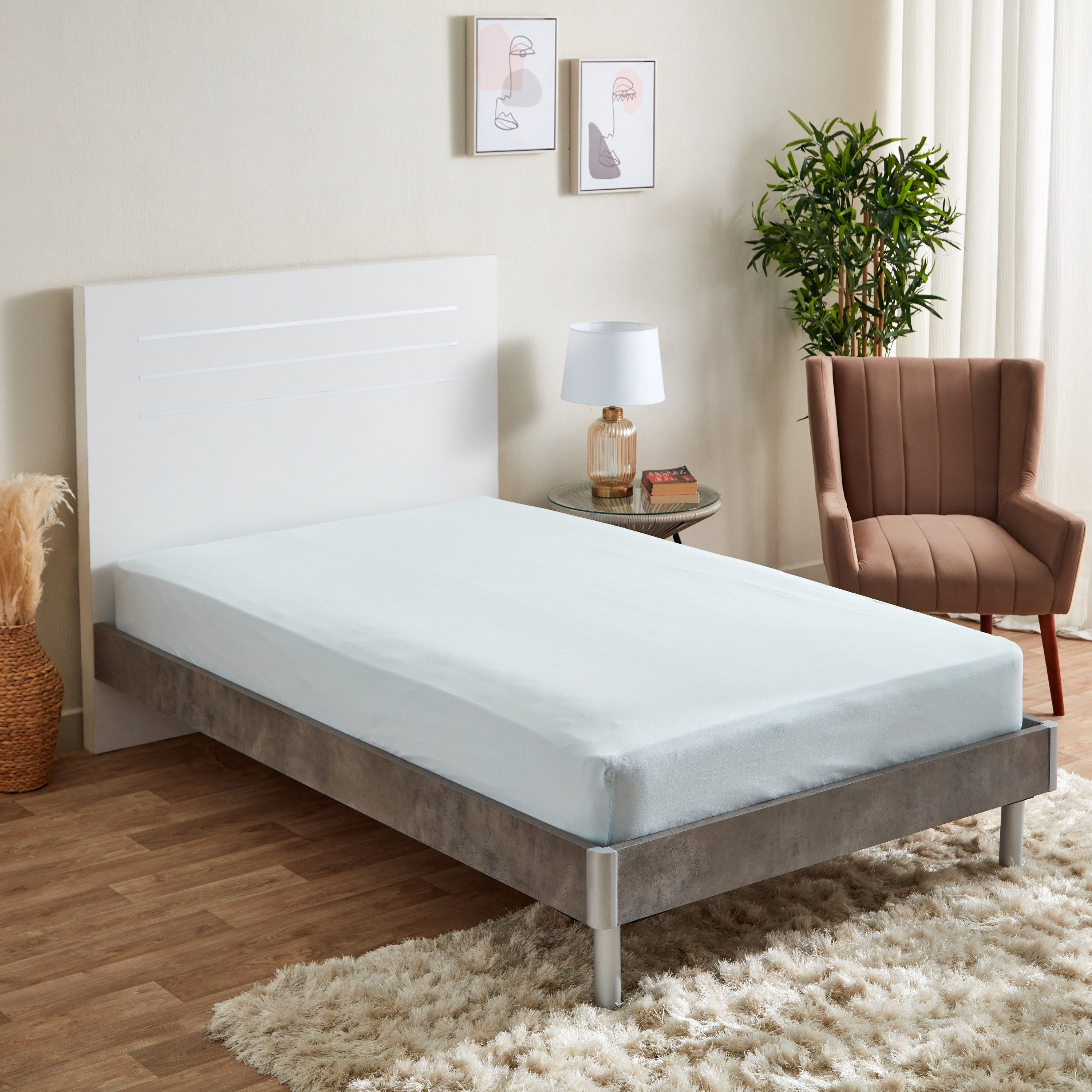 شرشف مطاطي فردي جيرسي من سوبر سوفت - 90x200+25 سم-hbxhomeware-hbxbedroom-image-1