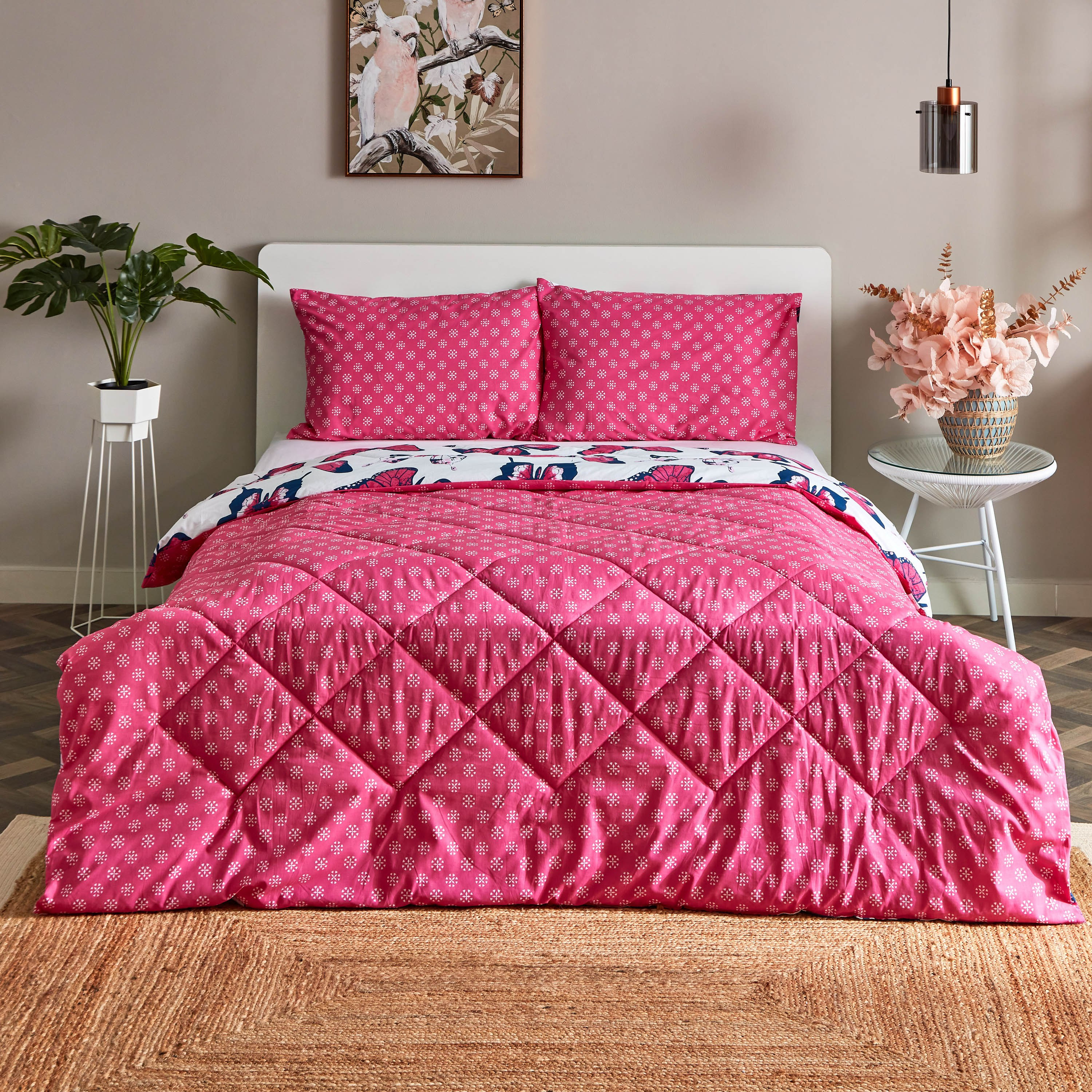 طقم لحاف كوين قطني على الوجهين 3 قطع بطبعات فراشة من زايلا - 200x240 سم-hbxhomeware-hbxdecorandfurnishings-image-3