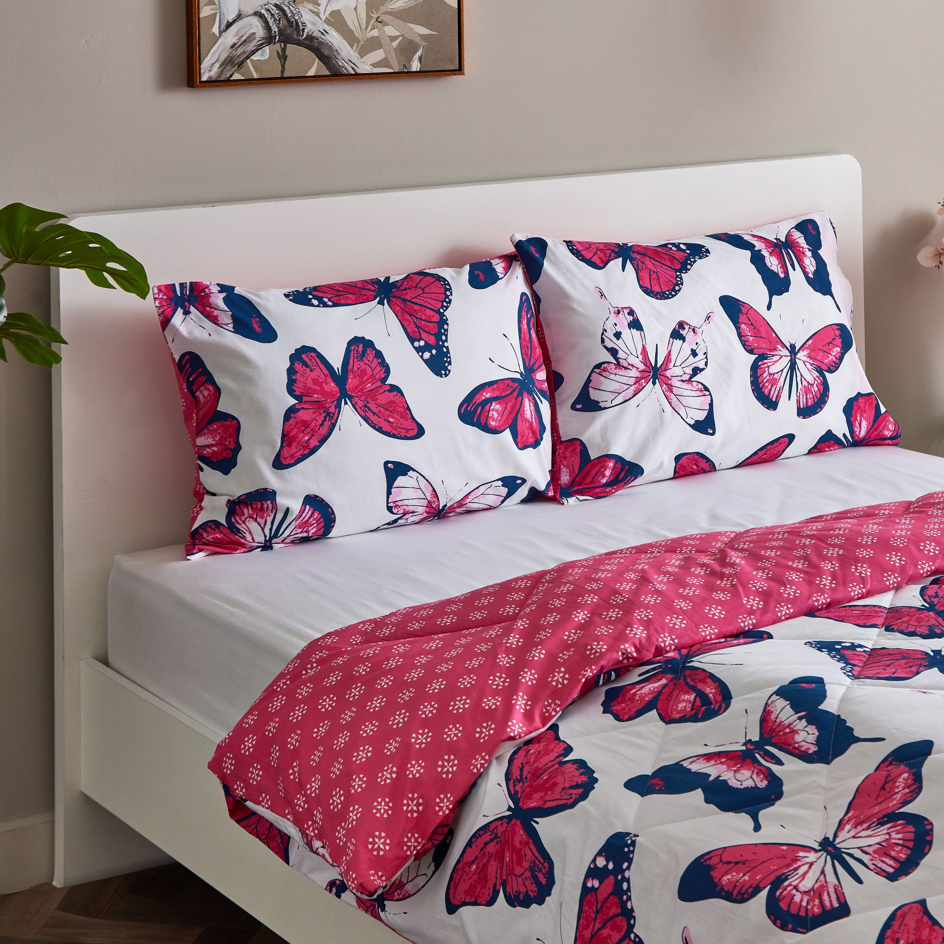 طقم لحاف كوين قطني على الوجهين 3 قطع بطبعات فراشة من زايلا - 200x240 سم-hbxhomeware-hbxdecorandfurnishings-image-4