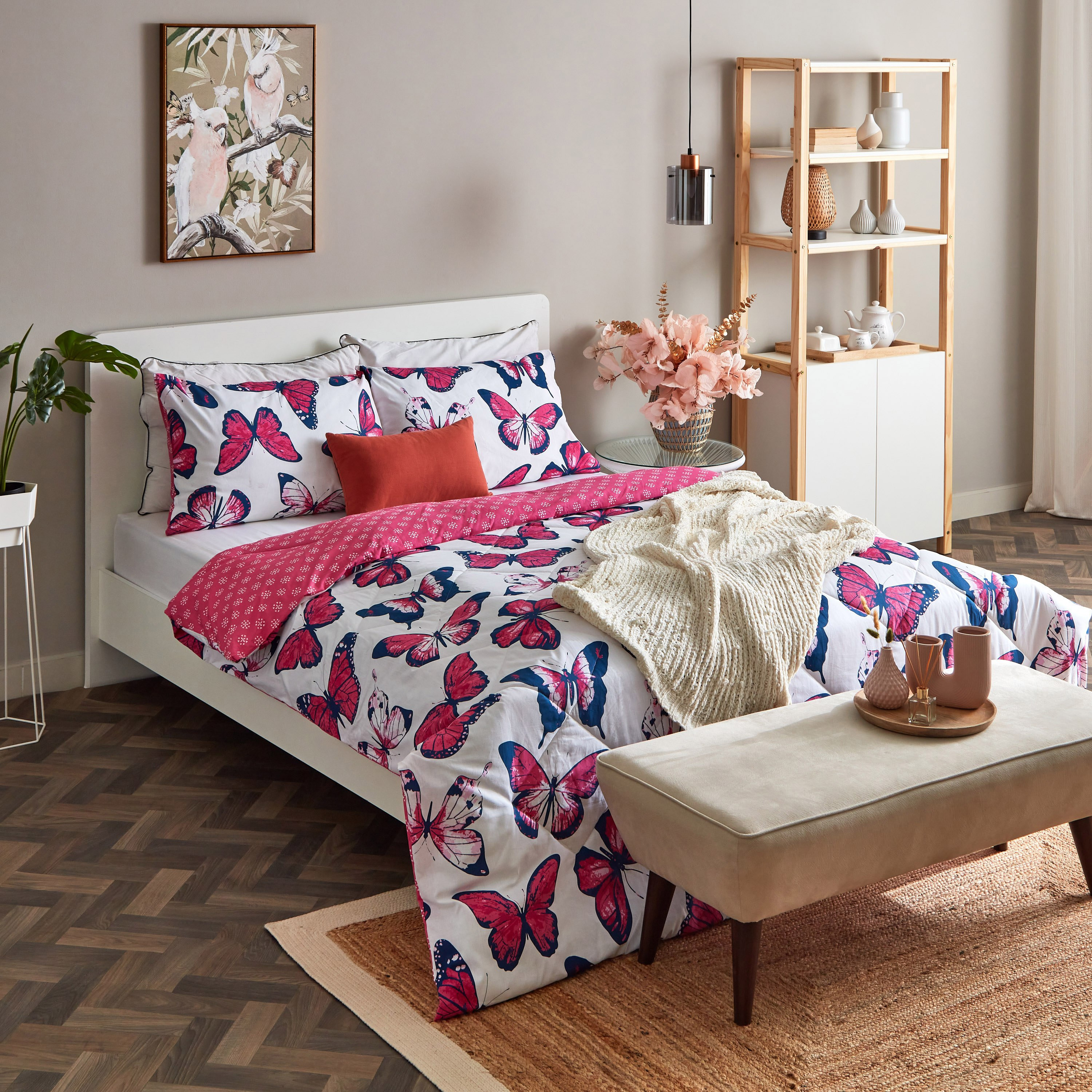 طقم لحاف كوين قطني على الوجهين 3 قطع بطبعات فراشة من زايلا - 200x240 سم-hbxhomeware-hbxdecorandfurnishings-image-9