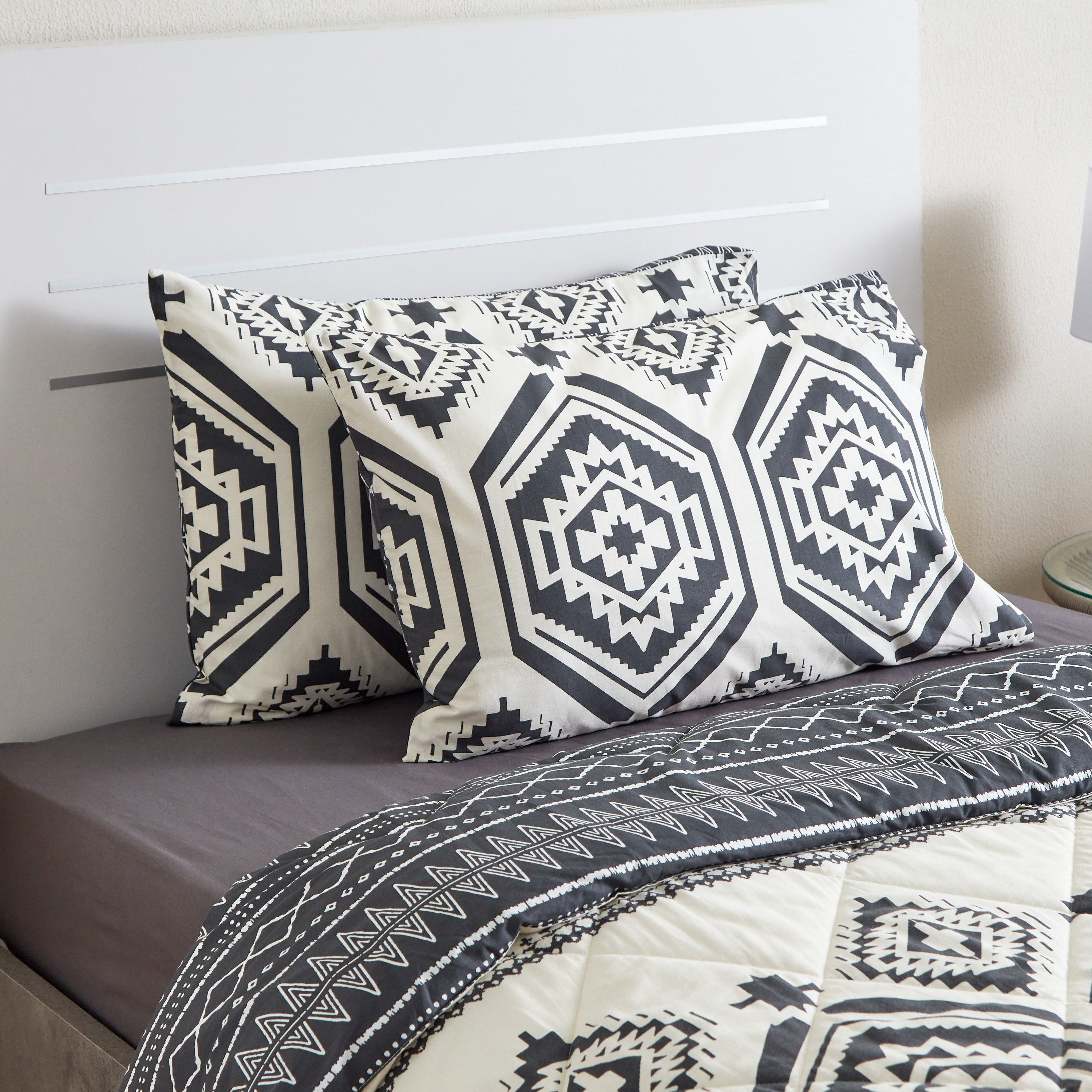 Zayla 3-Piece Kilim Print Monochrome Twin Cotton Reversible Comforter Set - 160x220 cm-PROMO_HB_AE_B1G1_250925-image-4