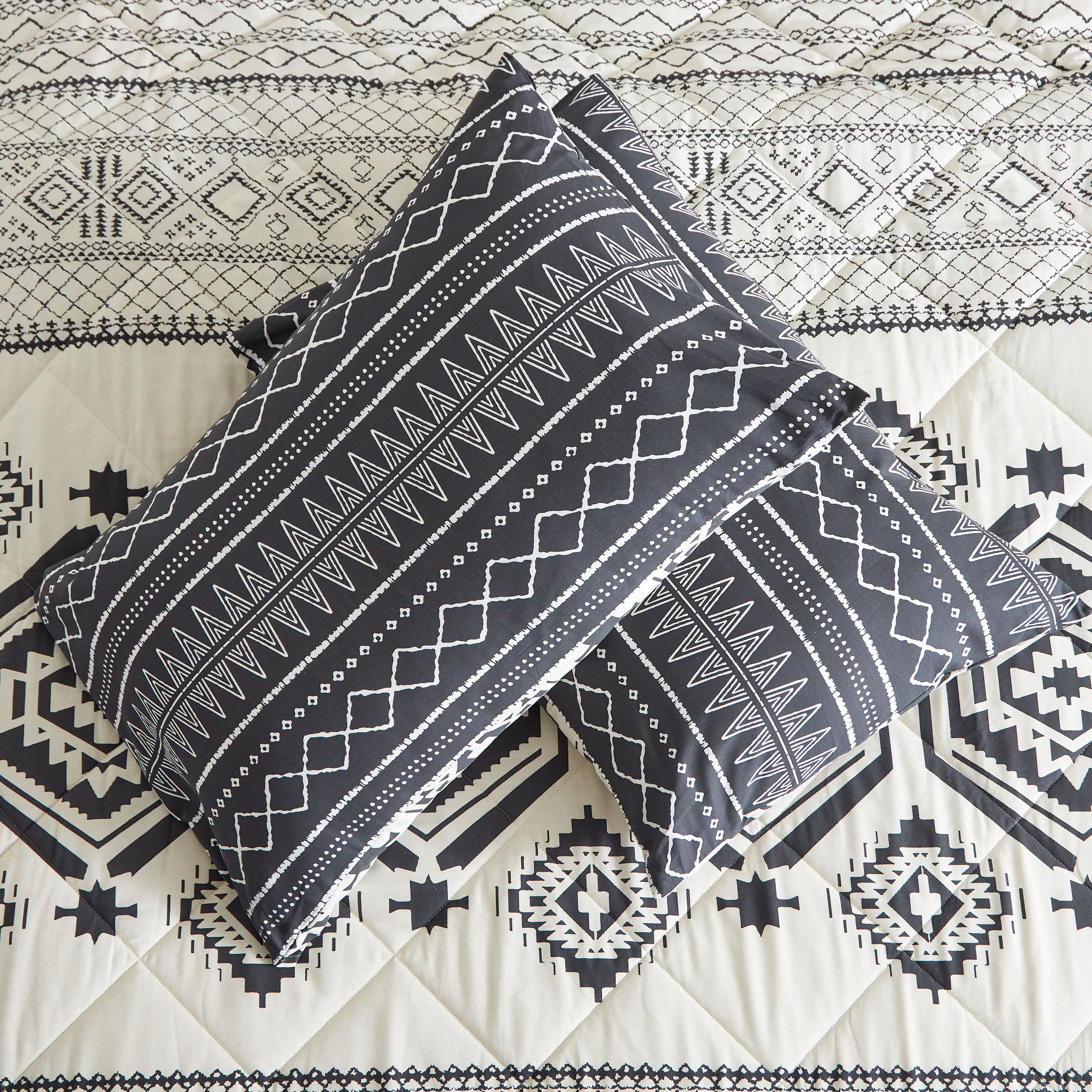 Zayla 3-Piece Kilim Print Monochrome Twin Cotton Reversible Comforter Set - 160x220 cm-PROMO_HB_AE_B1G1_250925-image-5