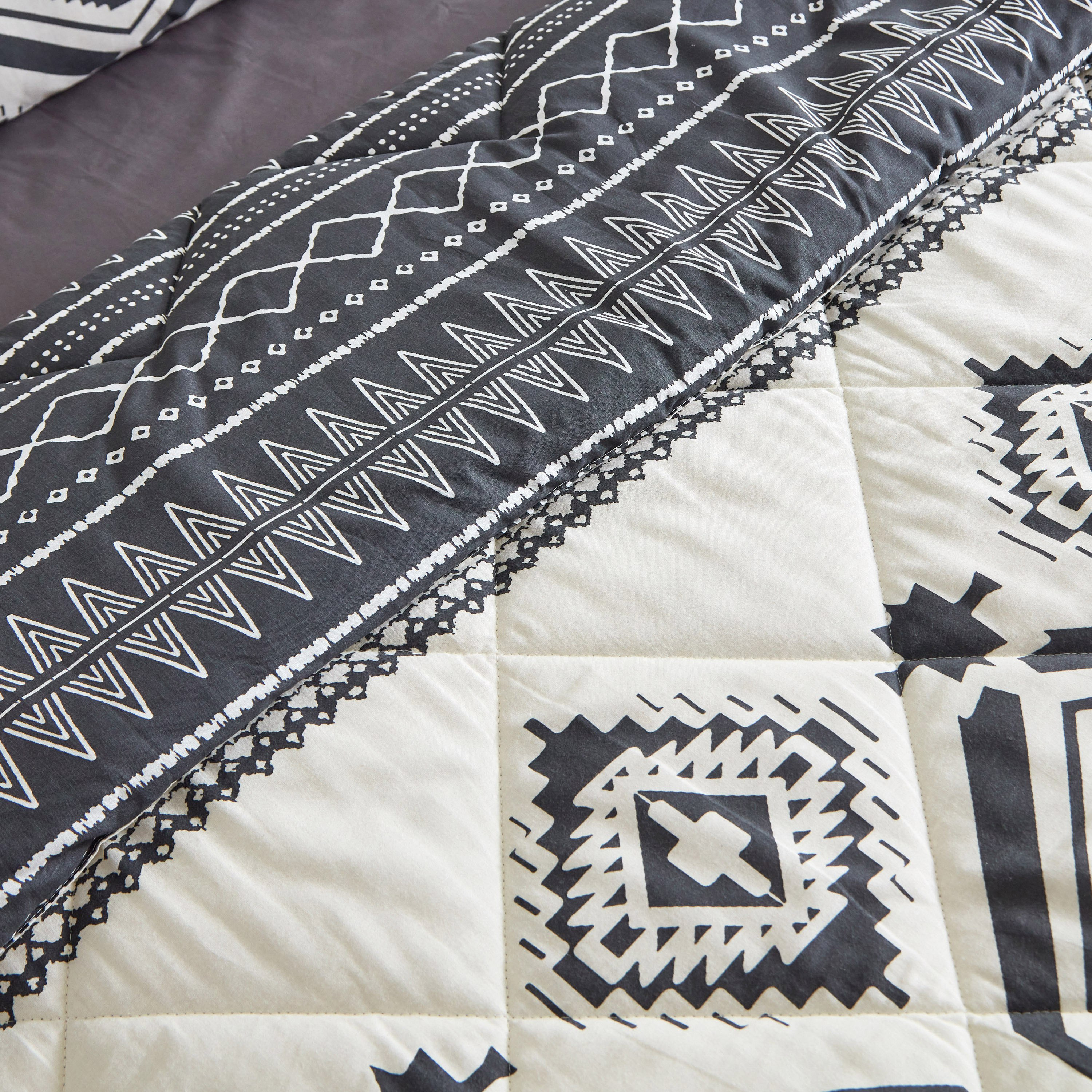 Zayla 3-Piece Kilim Print Monochrome Twin Cotton Reversible Comforter Set - 160x220 cm-PROMO_HB_AE_B1G1_250925-image-6