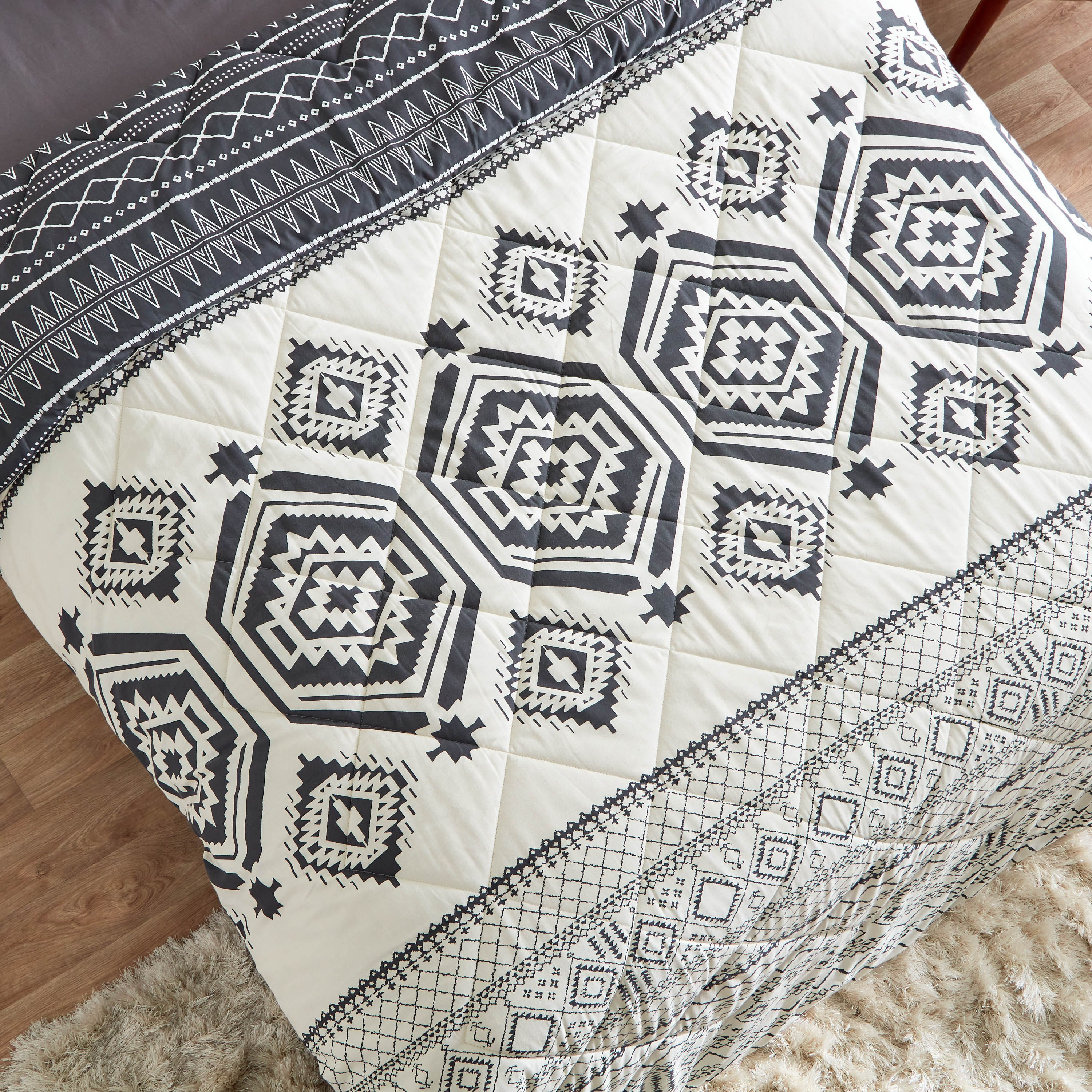 Zayla 3-Piece Kilim Print Monochrome Twin Cotton Reversible Comforter Set - 160x220 cm-PROMO_HB_AE_B1G1_250925-image-8