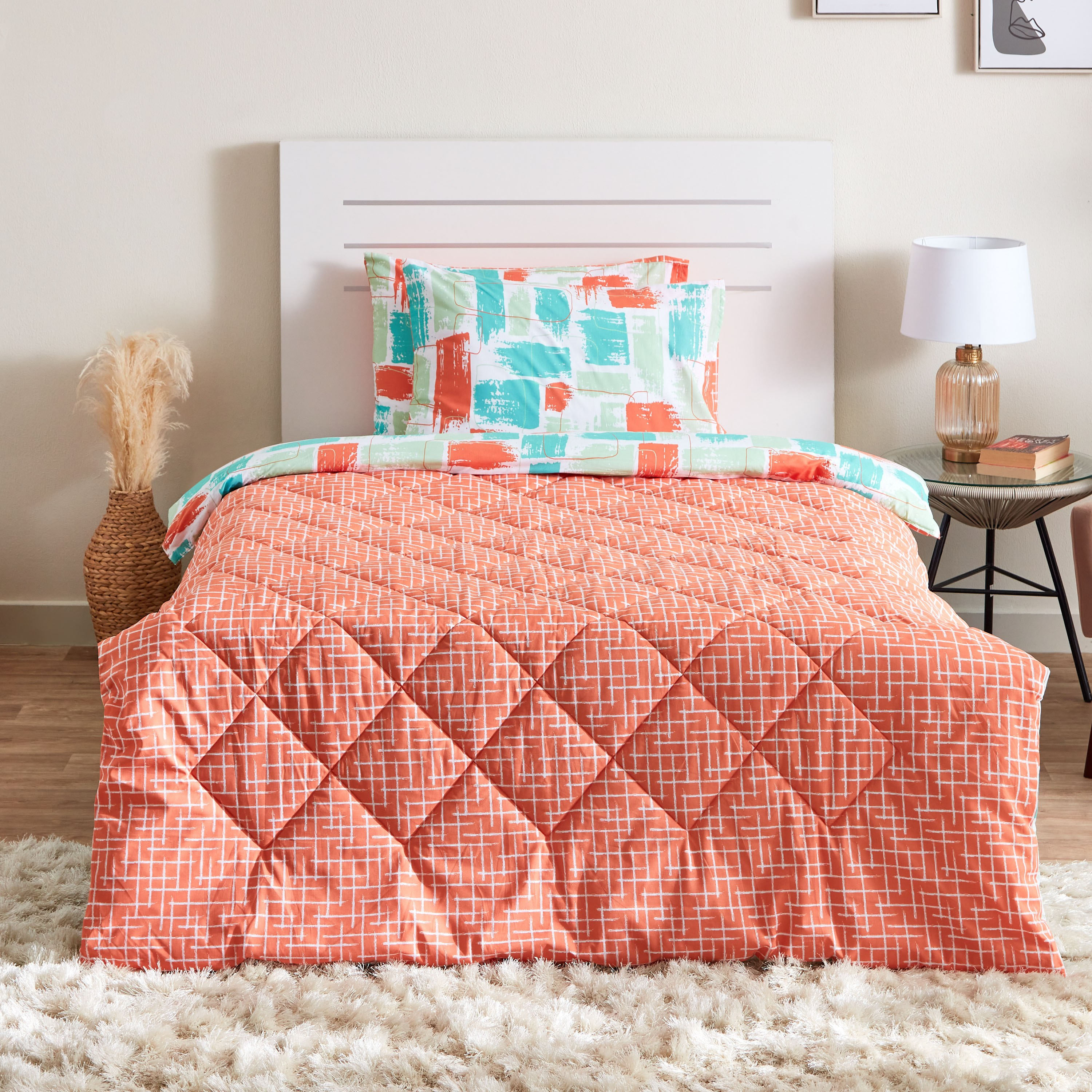 طقم لحاف قطني مزدوج على الوجهين بطبعات تجريدية 3 قطع من زايلا - 160x220 سم-hbxhomeware-hbxdecorandfurnishings-image-3
