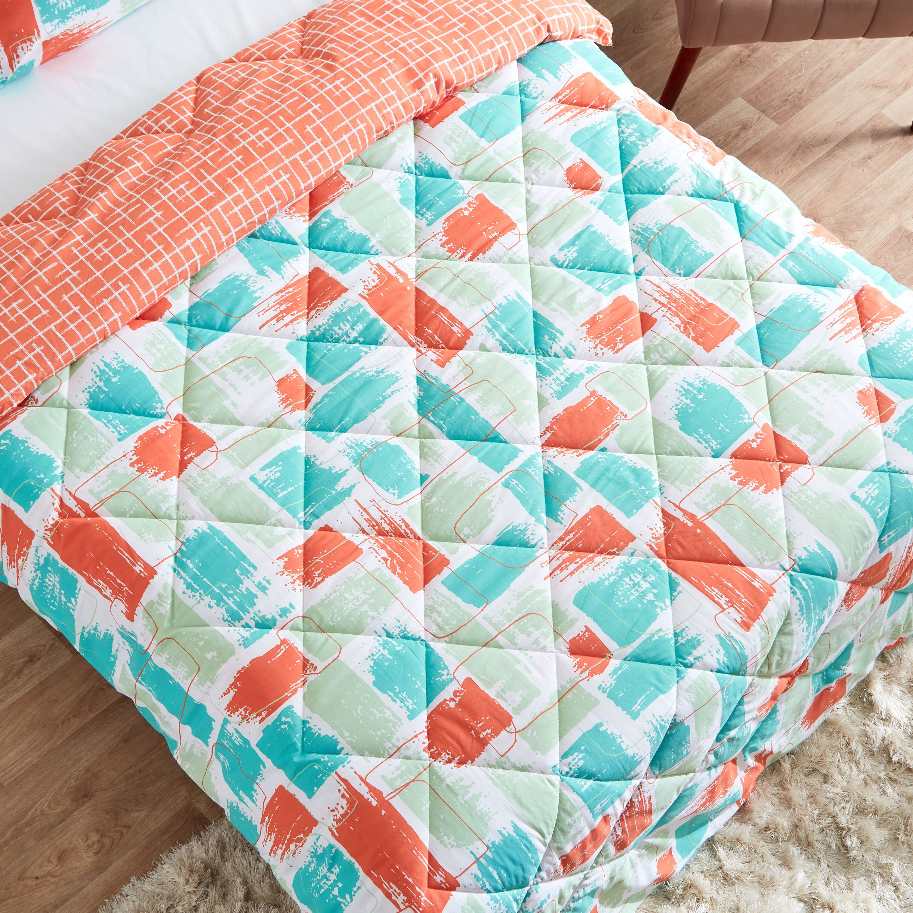 طقم لحاف قطني مزدوج على الوجهين بطبعات تجريدية 3 قطع من زايلا - 160x220 سم-hbxhomeware-hbxdecorandfurnishings-image-5