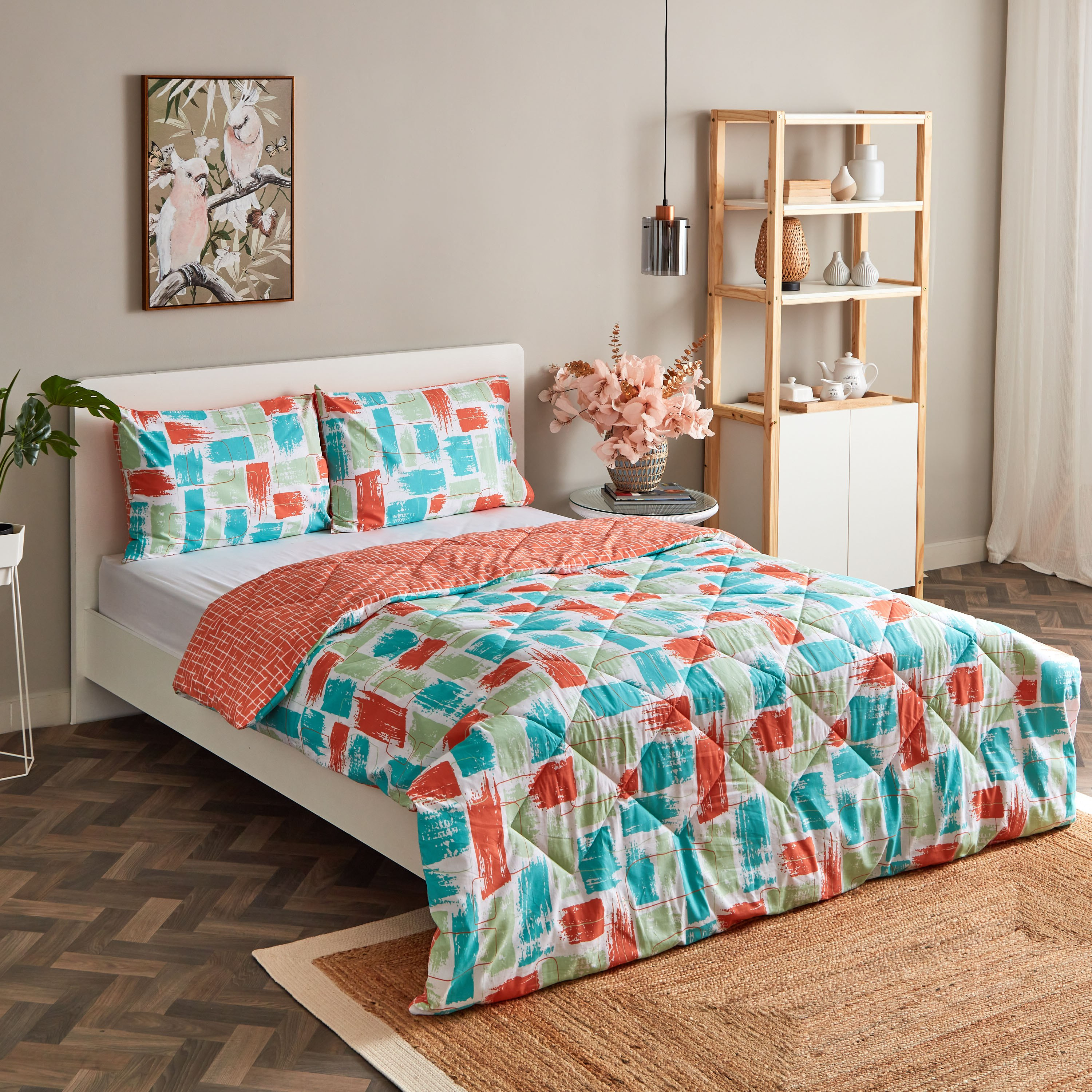 طقم لحاف كوين قطني يستخدم على الوجهين 3 قطع بطبعات تجريدية من زايلا - 200x240 سم-hbxhomeware-hbxdecorandfurnishings-image-1
