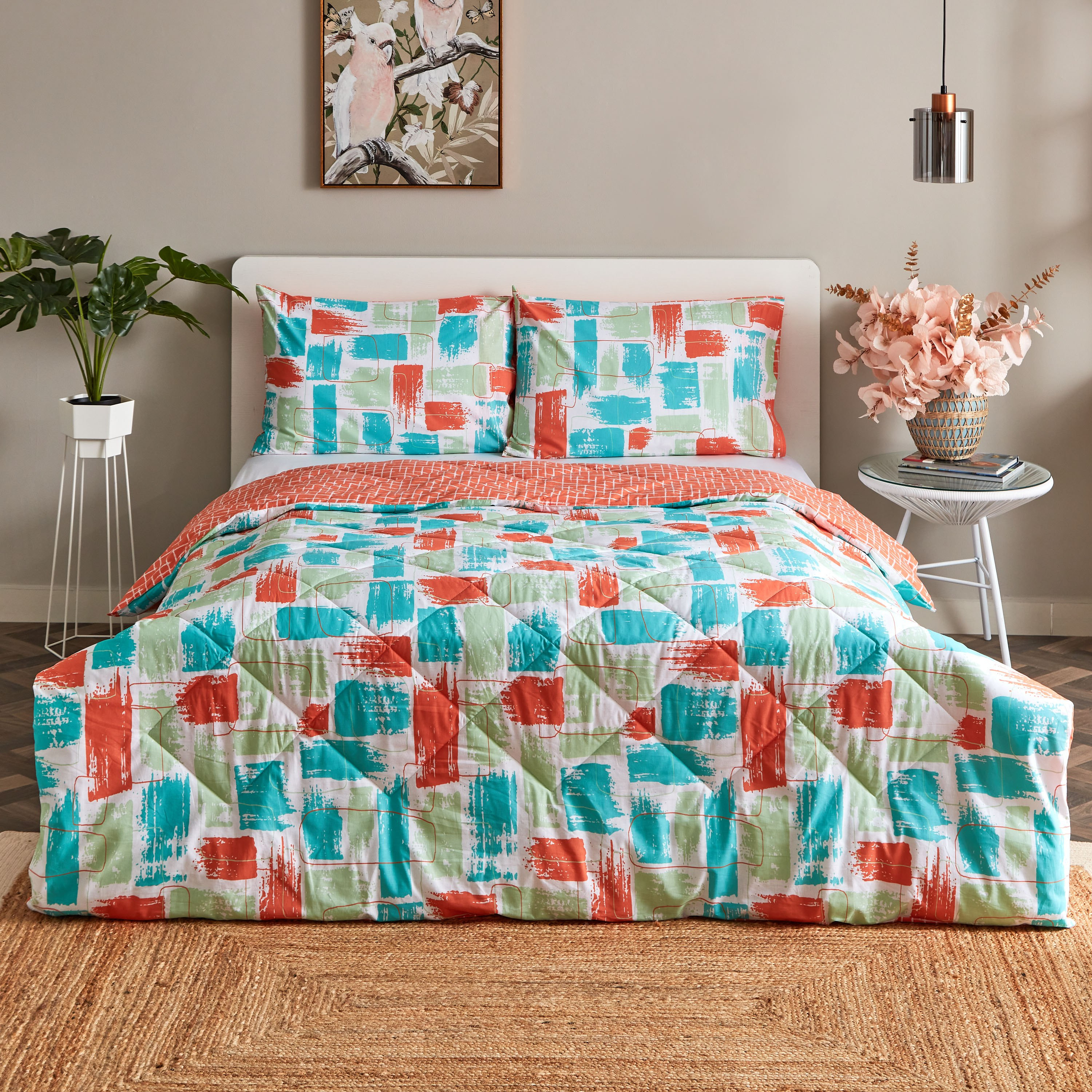 طقم لحاف كوين قطني يستخدم على الوجهين 3 قطع بطبعات تجريدية من زايلا - 200x240 سم-hbxhomeware-hbxdecorandfurnishings-image-2