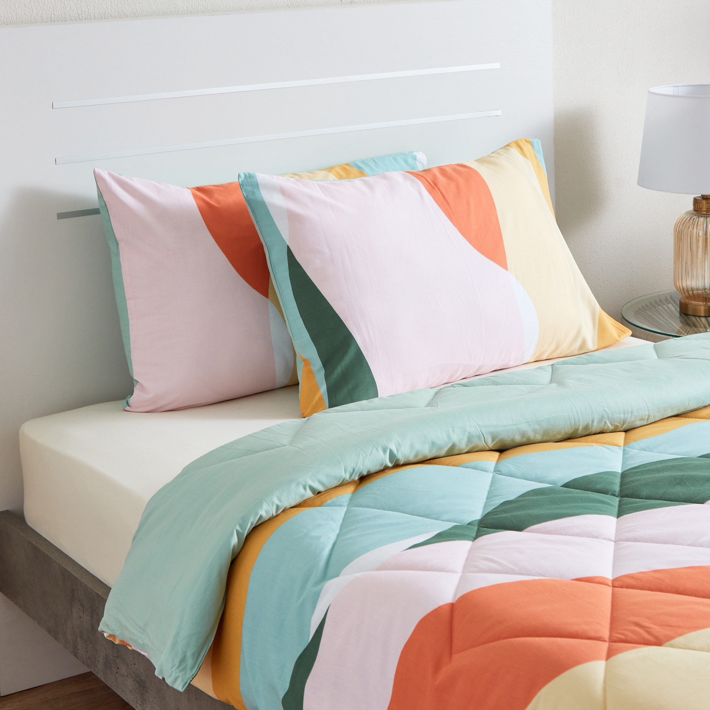 طقم لحاف مزدوج قطني على الوجهين 3 قطع بطبعات موجات متعددة من زايلا - 160x220 سم-hbxhomeware-hbxdecorandfurnishings-image-8
