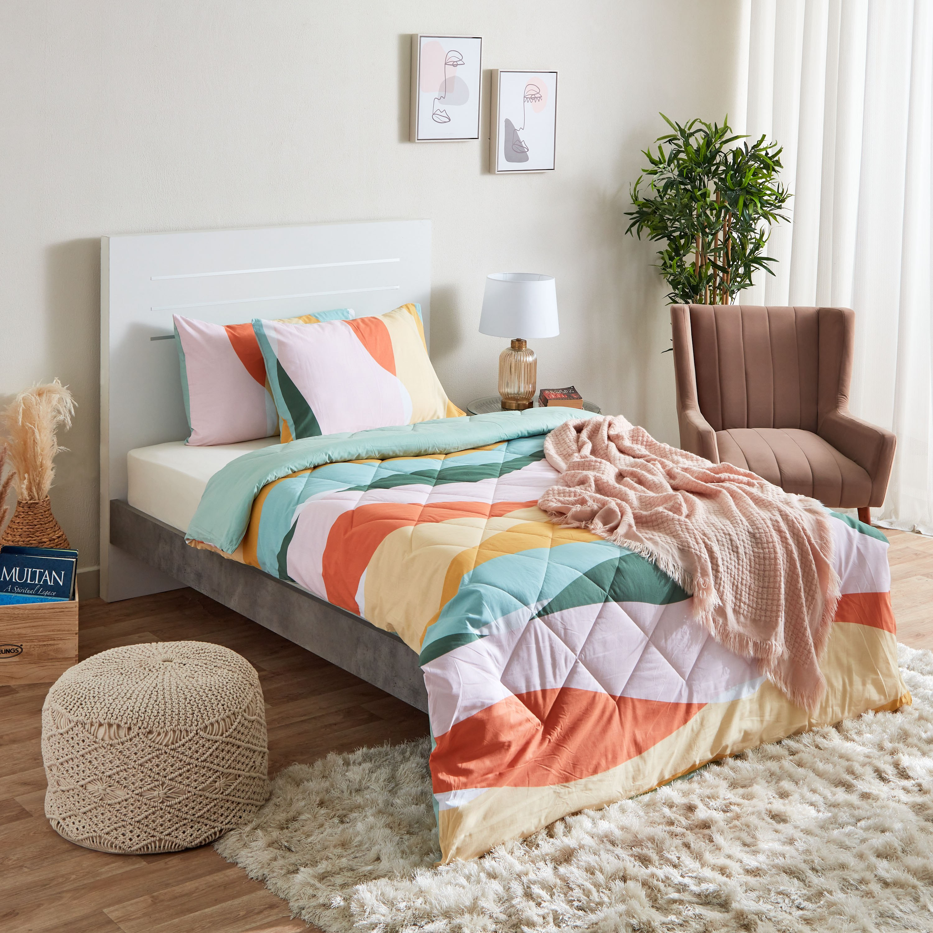 طقم لحاف مزدوج قطني على الوجهين 3 قطع بطبعات موجات متعددة من زايلا - 160x220 سم-hbxhomeware-hbxdecorandfurnishings-image-9