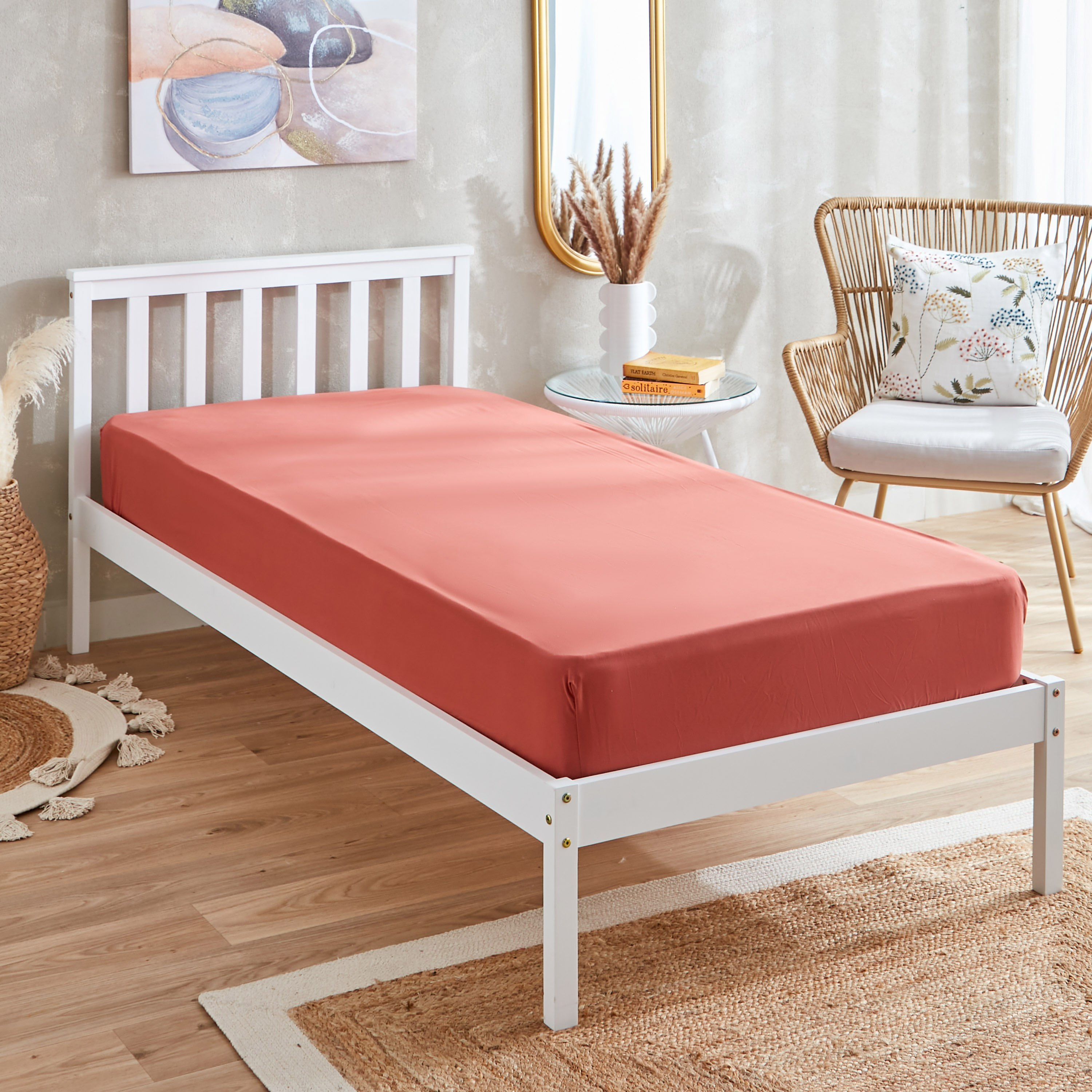 شرشف مطاطي مزدوج سادة من الألياف الدقيقة من ديربي - 120x200+25 سم-hbxhomeware-hbxbedroom-image-1
