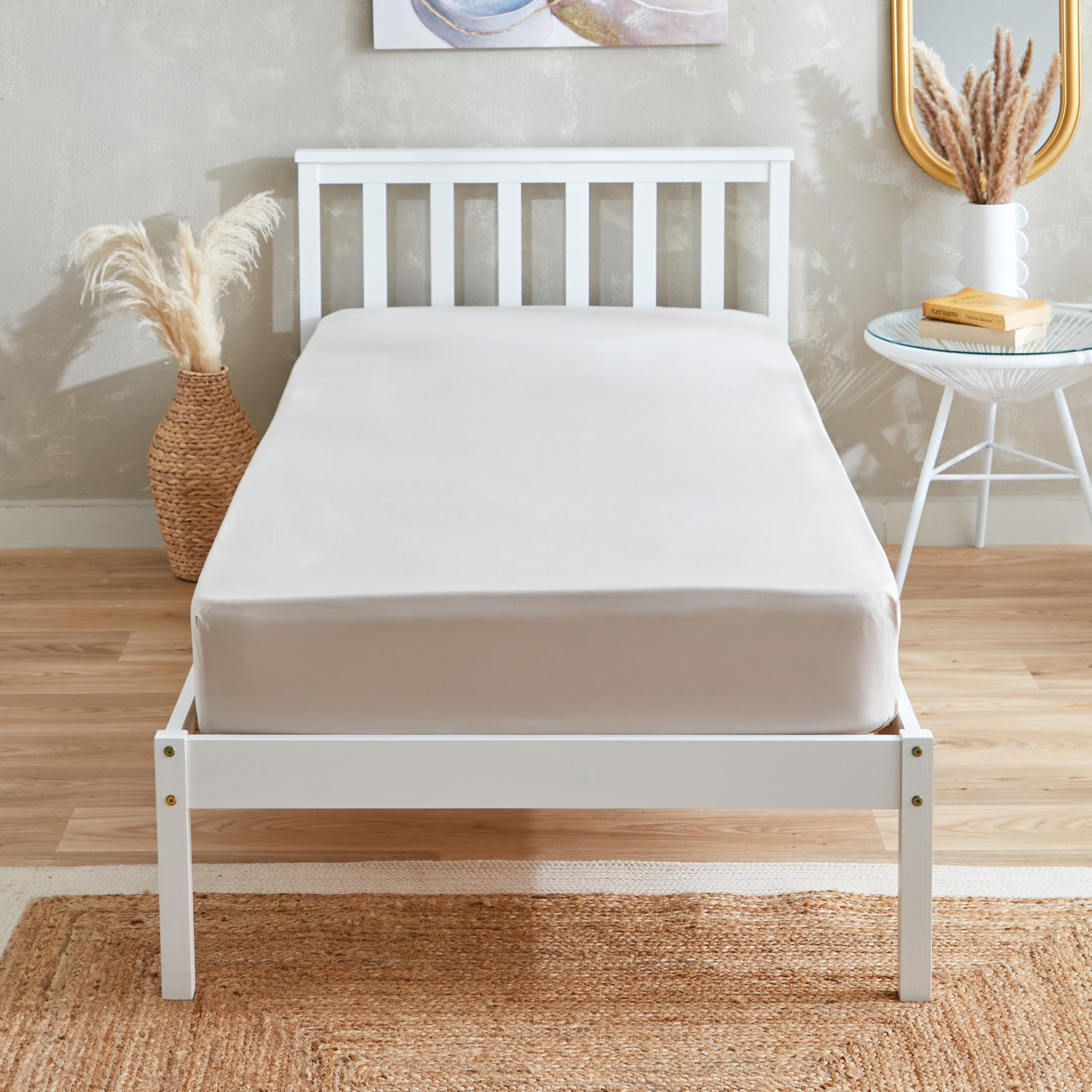 شرشف مطاطي مزدوج سادة من الألياف الدقيقة من ديربي - 120x200+25 سم-hbxhomeware-hbxbedroom-image-3