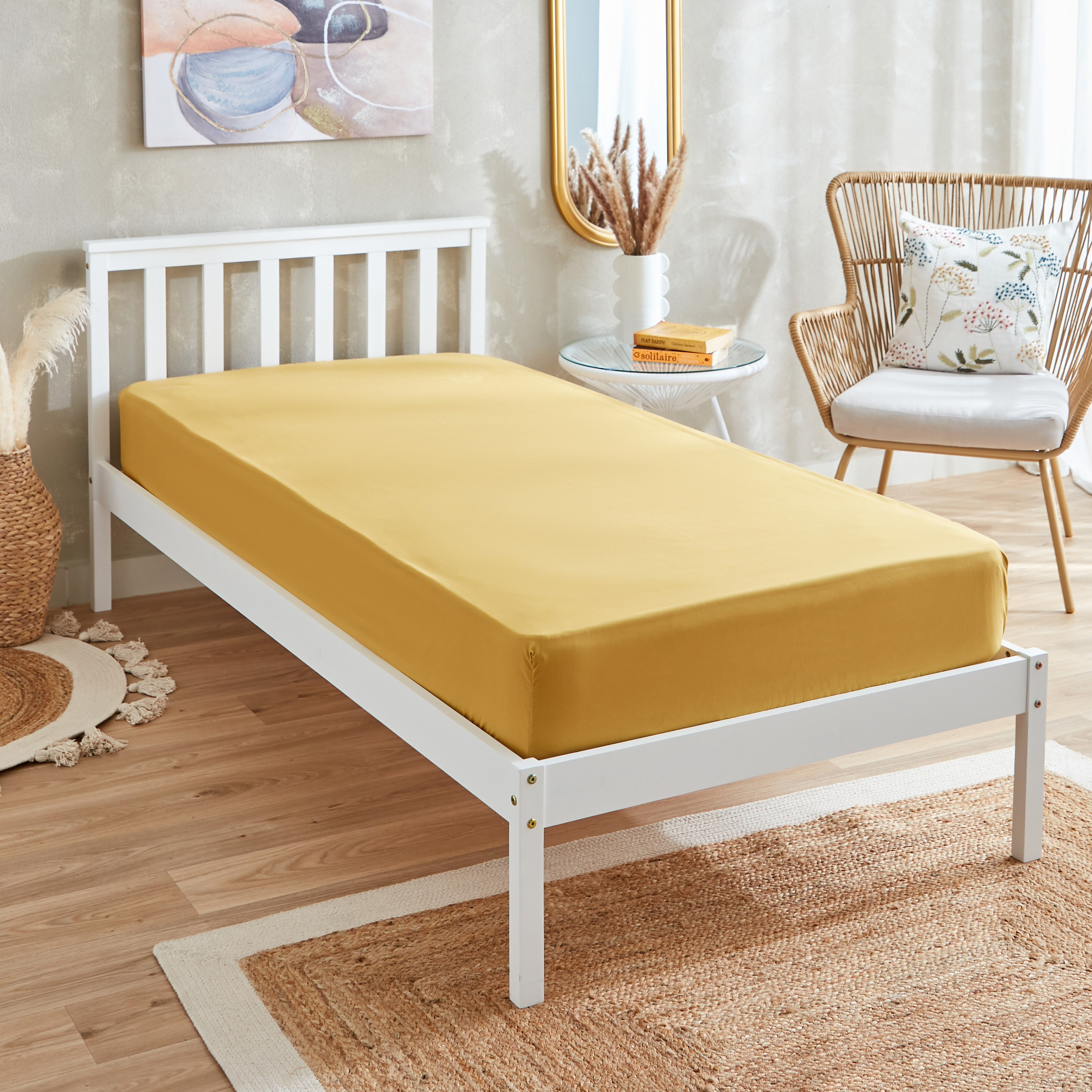 شرشف مطاطي مزدوج سادة من الألياف الدقيقة من ديربي - 120x200+25 سم-hbxhomeware-hbxbedroom-image-1