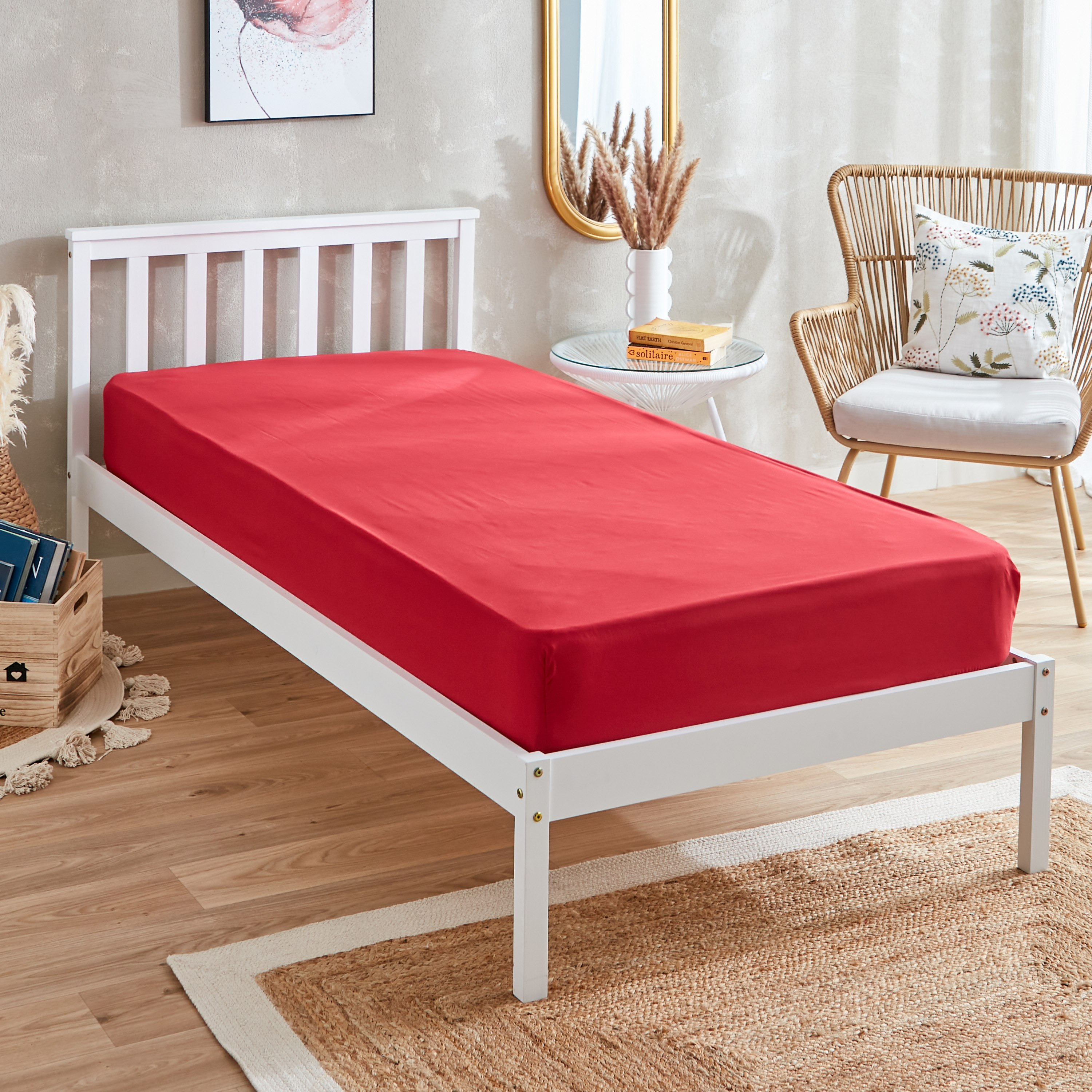 شرشف مطاطي مزدوج سادة من الألياف الدقيقة من ديربي - 120x200+25 سم-hbxhomeware-hbxbedroom-image-1