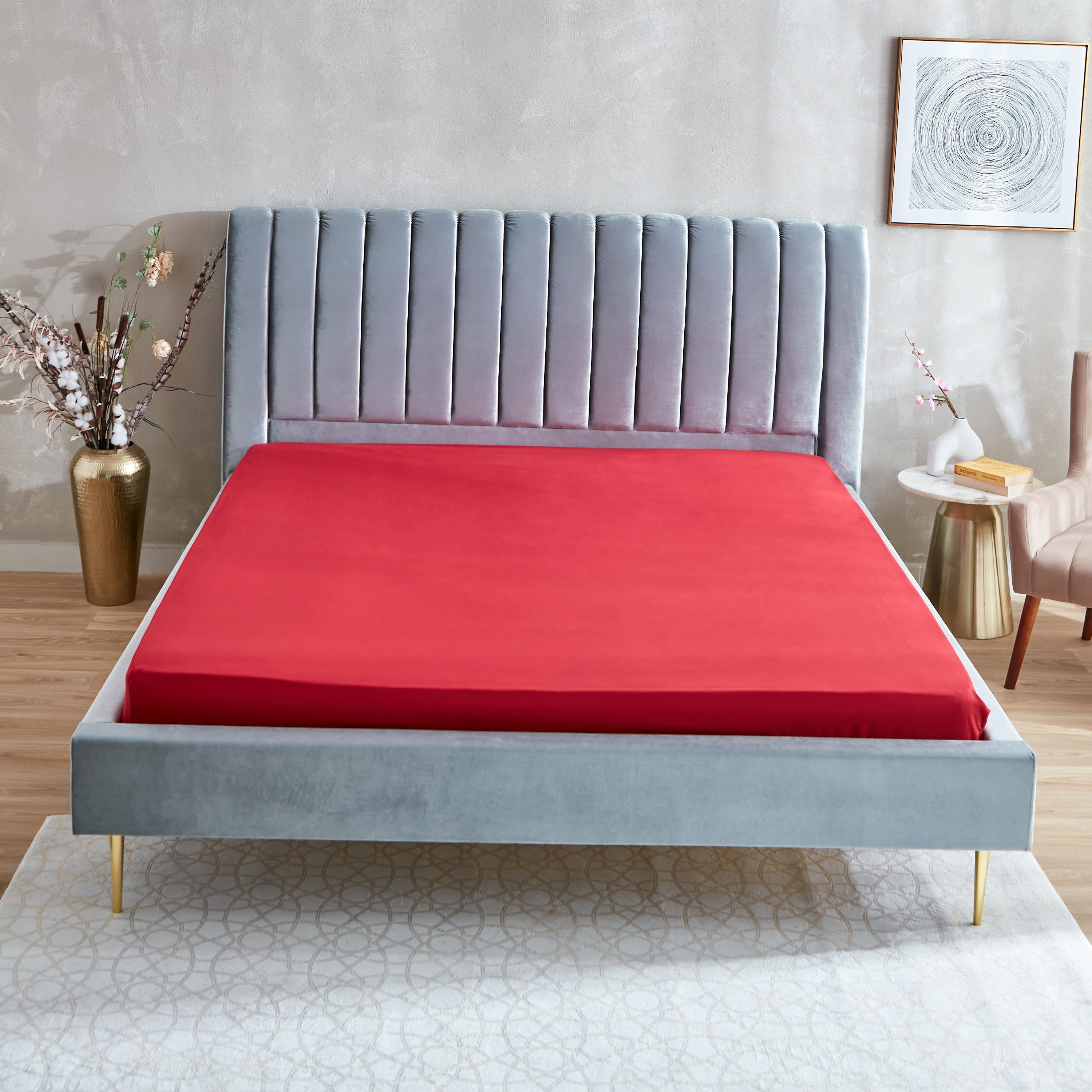 شرشف مطاطي كوين سادة من الألياف الدقيقة من ديربي - 150x200+25 سم-hbxhomeware-hbxbedroom-image-3