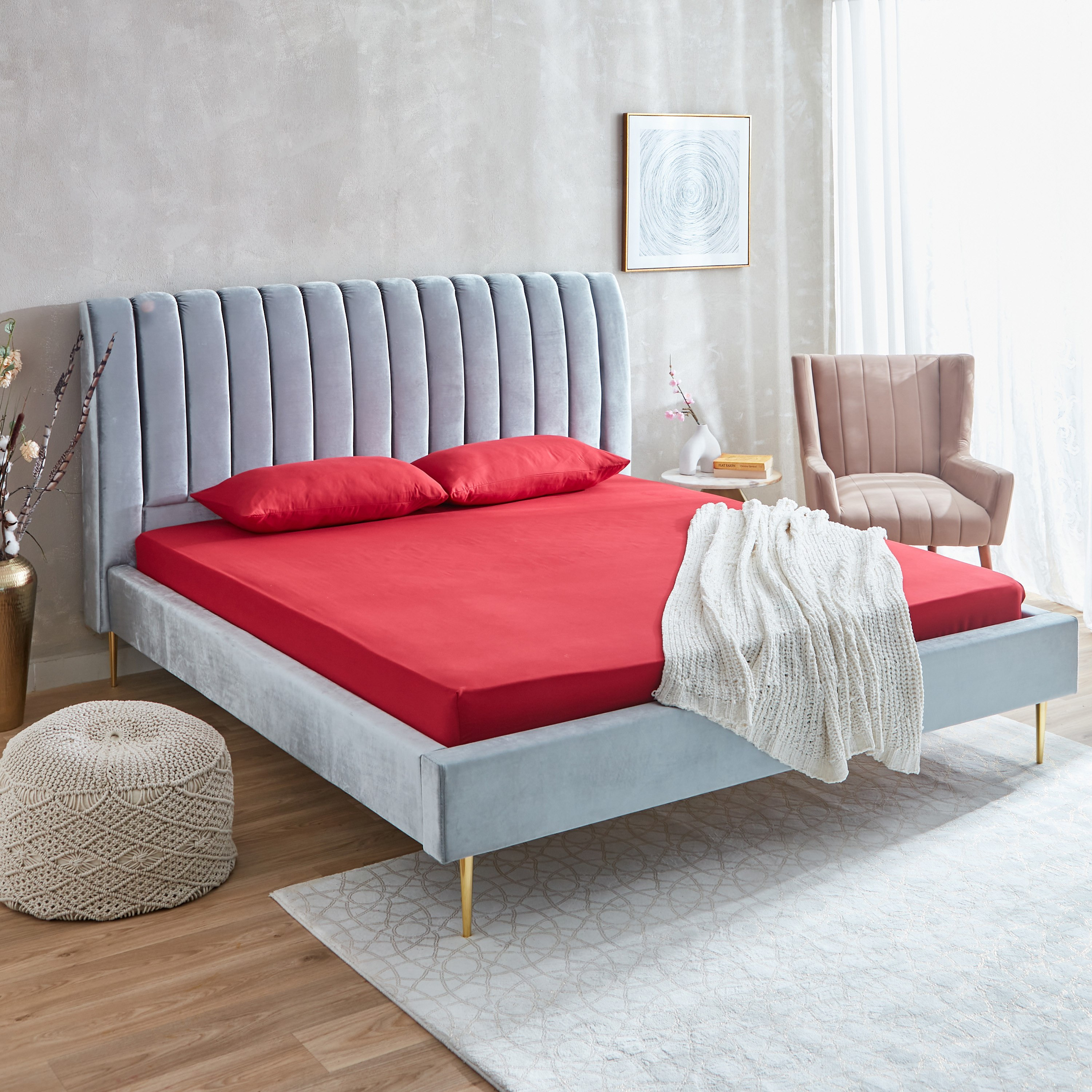 شرشف مطاطي كوين سادة من الألياف الدقيقة من ديربي - 150x200+25 سم-hbxhomeware-hbxbedroom-image-8