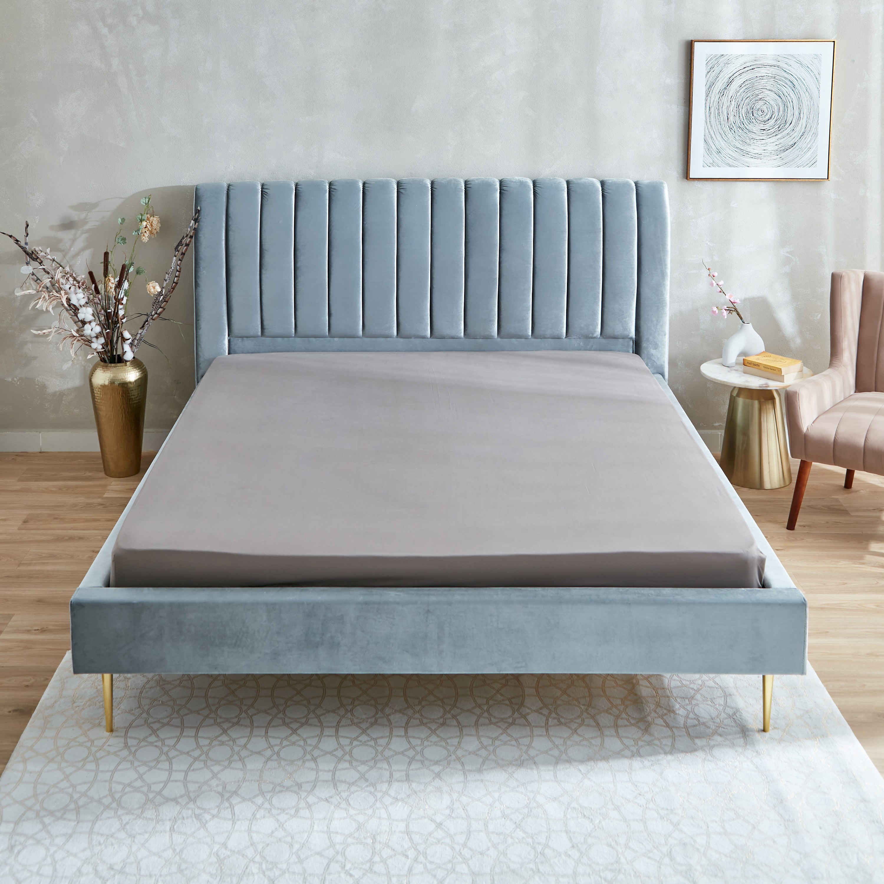 شرشف مطاطي كوين سادة من الألياف الدقيقة من ديربي - 150x200+25 سم-hbxhomeware-hbxbedroom-image-3