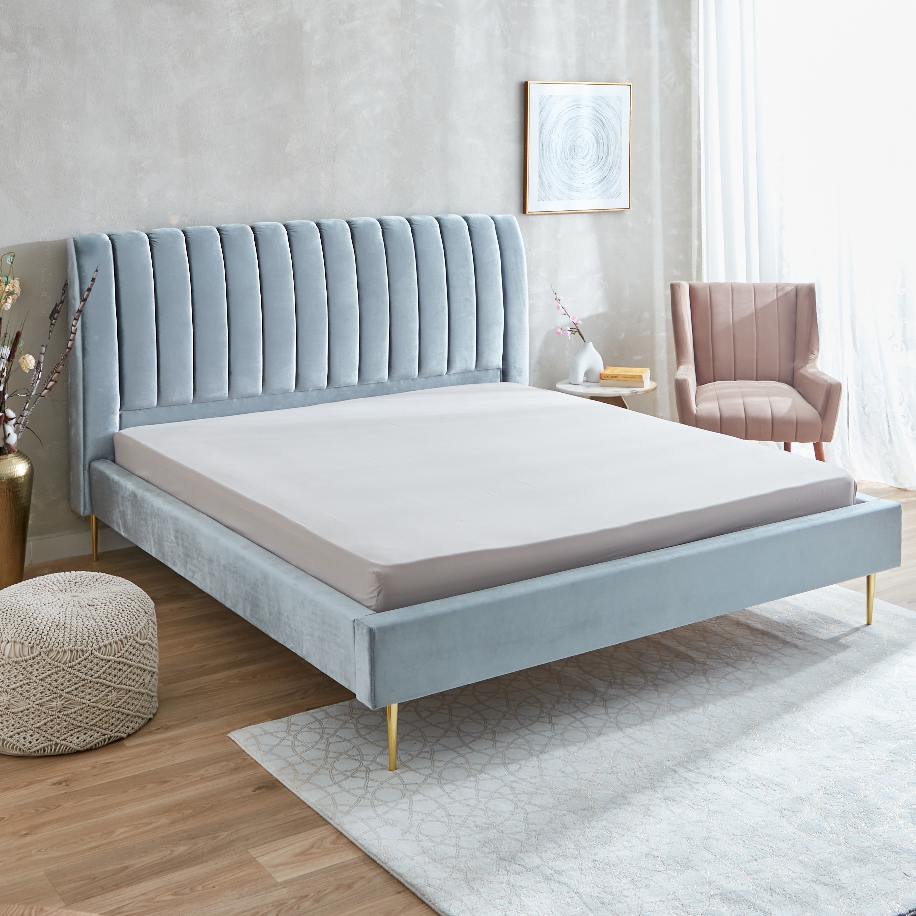شرشف مطاطي مزدوج سادة من الألياف الدقيقة من ديربي - 140x200+25 سم-hbxhomeware-hbxbedroom-image-1