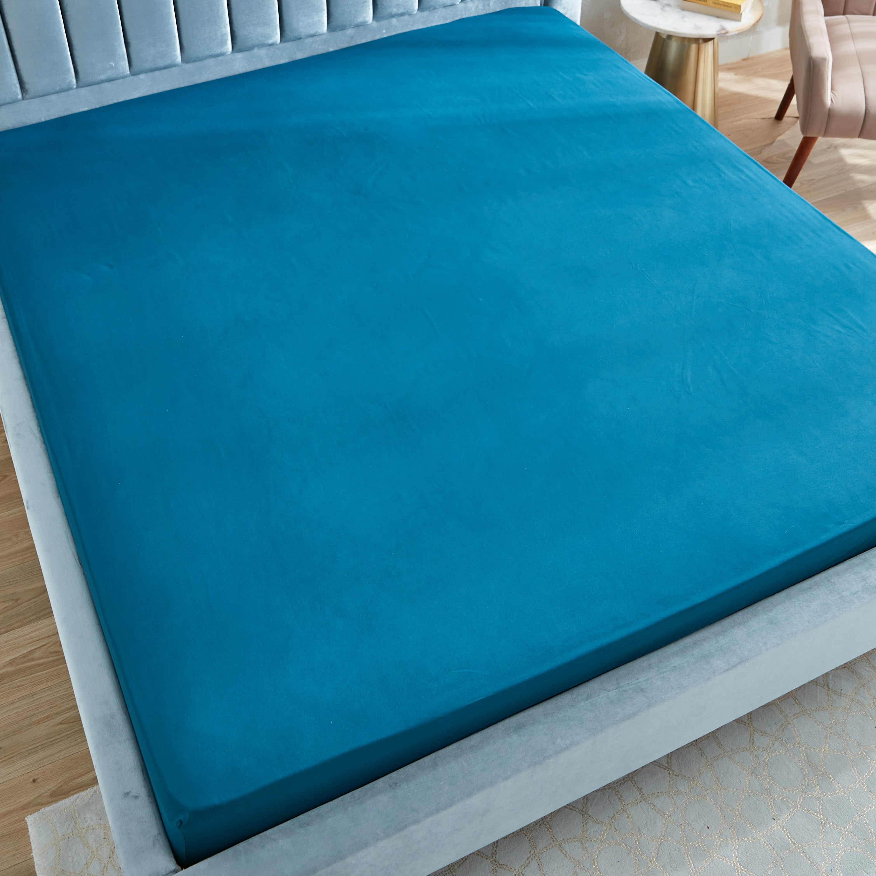 Derby Solid Microfibre Double Fitted Sheet - 140x200+25 cm-hbxhomeware-hbxbedroom-image-4