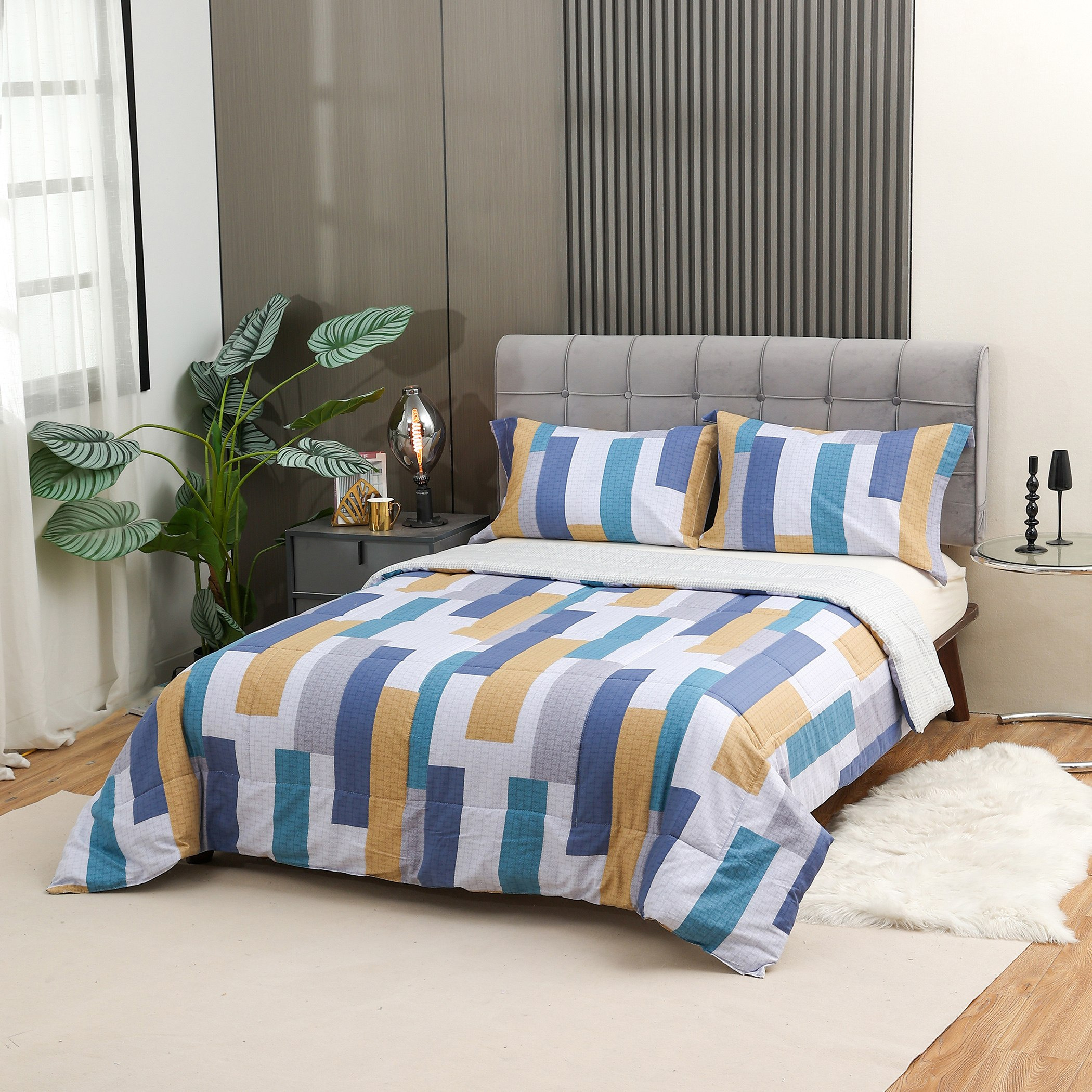 طقم لحاف كينج 3 قطع قطن بطبعات من فيرونا سانتيسا - 220x240 سم-hbxhomeware-hbxdecorandfurnishings-image-1
