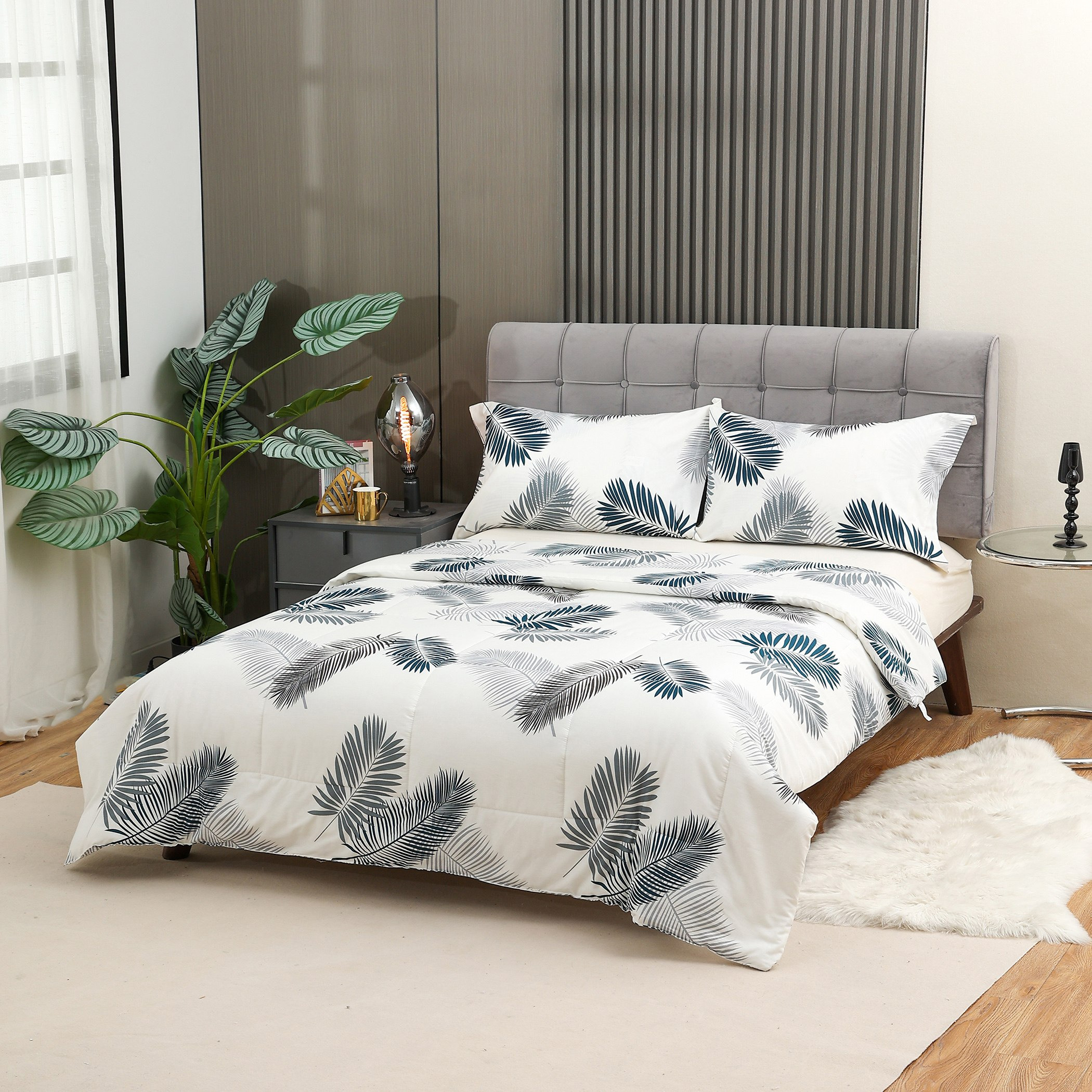 طقم لحاف كوين 3 قطع قطن بطبعات من فيرونا سيرين - 200x240 سم-hbxhomeware-hbxdecorandfurnishings-image-1