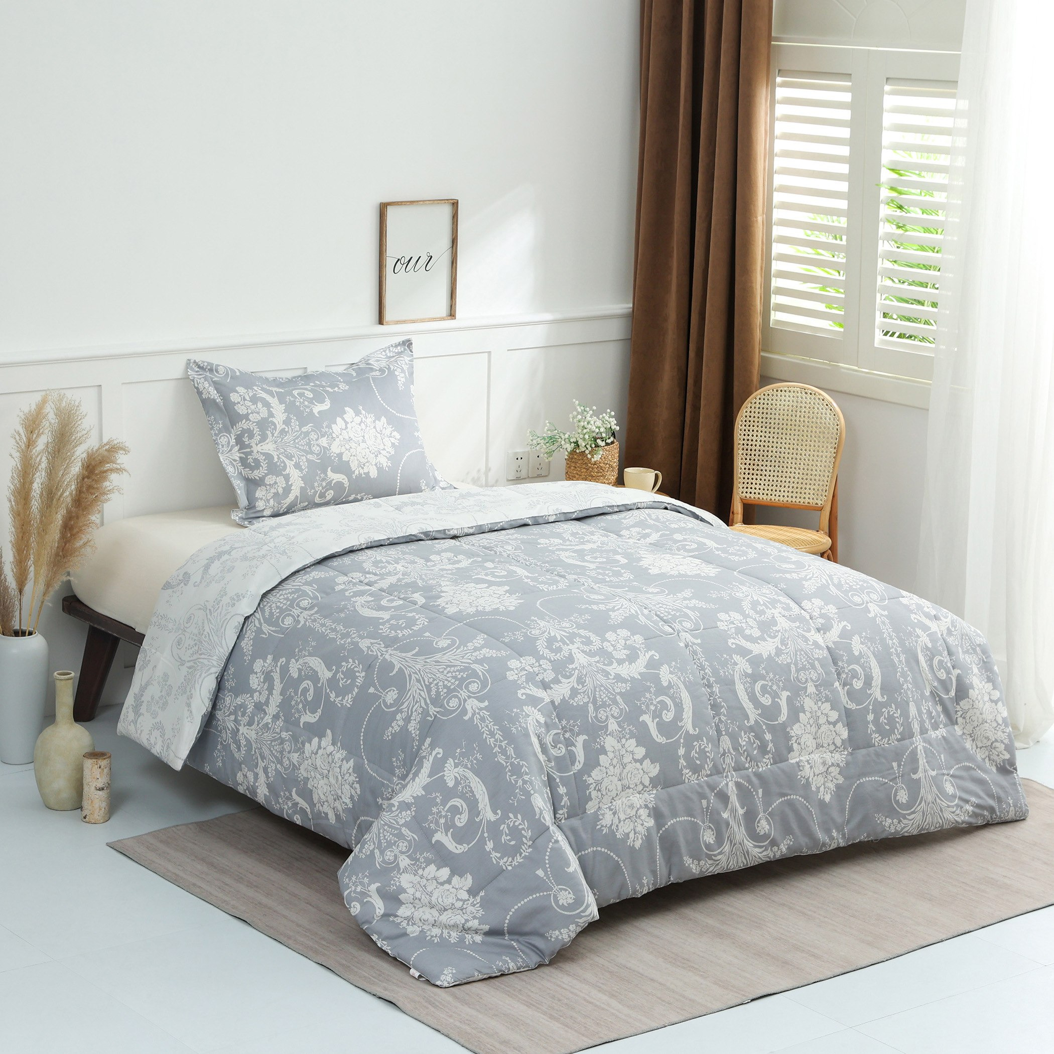 طقم لحاف توين من قطعتين قطن بطبعات من فيرونا إنيرو - 160x220 سم-hbxhomeware-hbxdecorandfurnishings-image-1