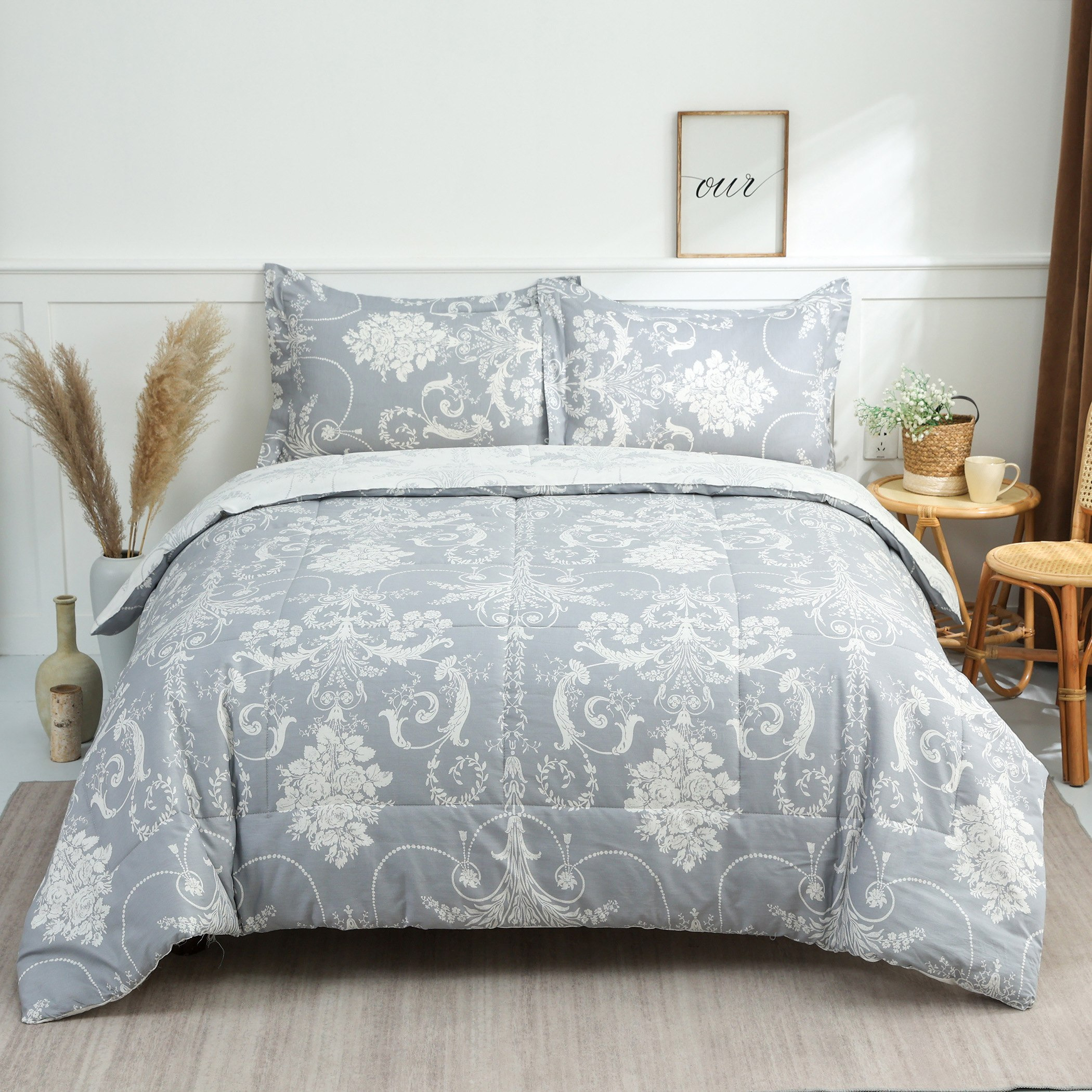 طقم لحاف كينج 3 قطع قطن بطبعات من فيرونا إنيرو - 220x240 سم-hbxhomeware-hbxdecorandfurnishings-image-2