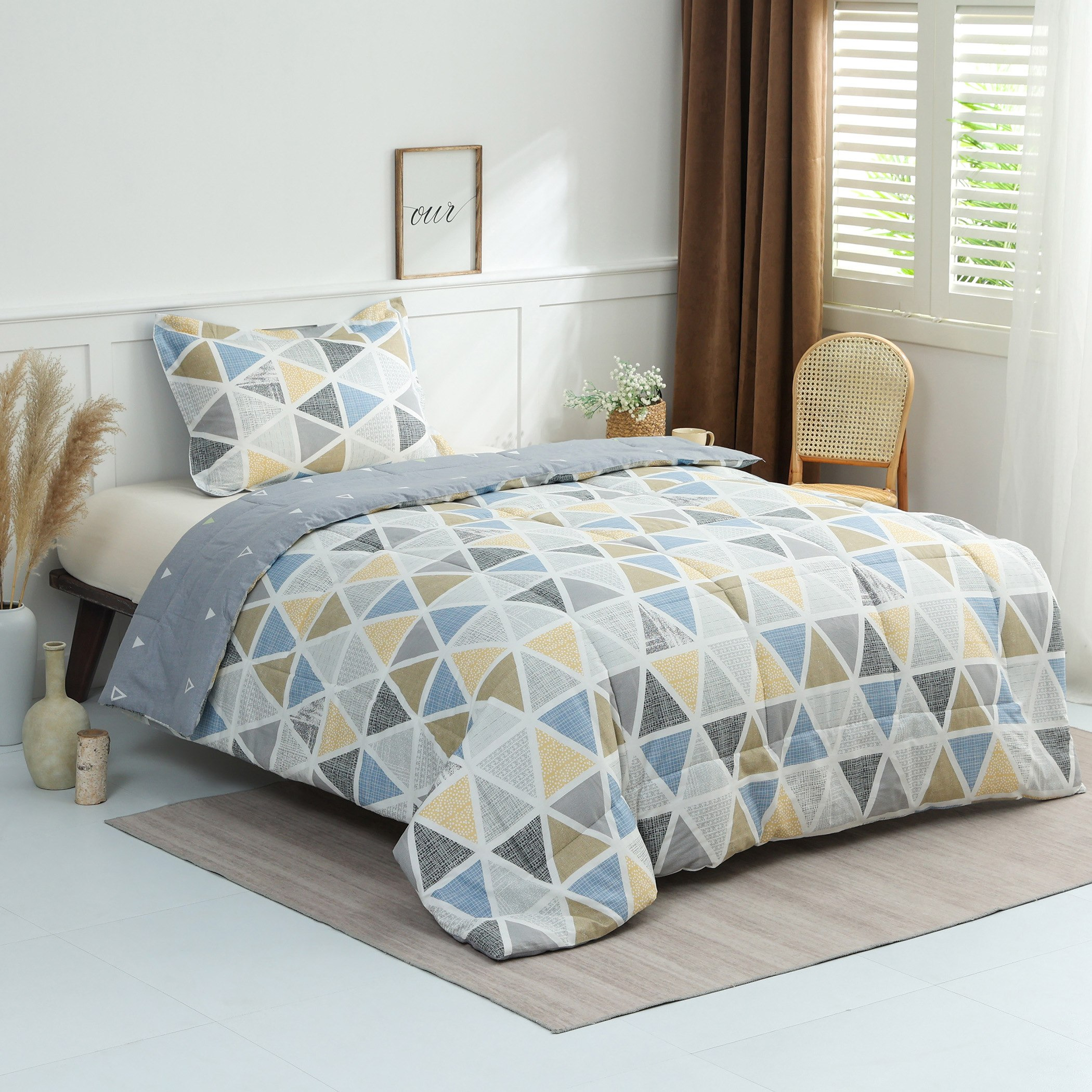 طقم لحاف فردي من قطعتين قطن بطبعات من فيرونا لانا - 135x220 سم-hbxhomeware-hbxdecorandfurnishings-image-1