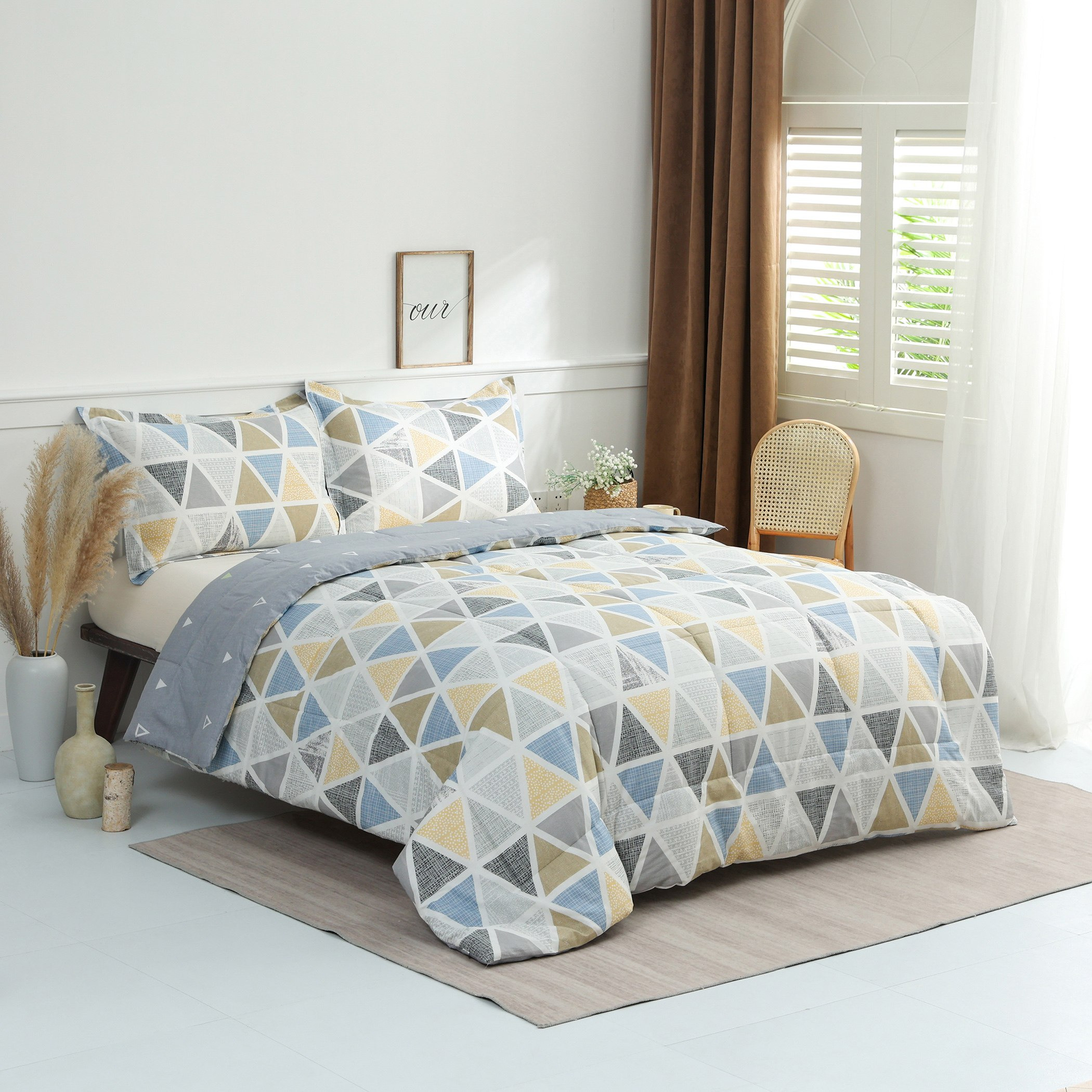 طقم لحاف كوين 3 قطع قطن بطبعات من فيرونا لانا - 200x240 سم-hbxhomeware-hbxdecorandfurnishings-image-1