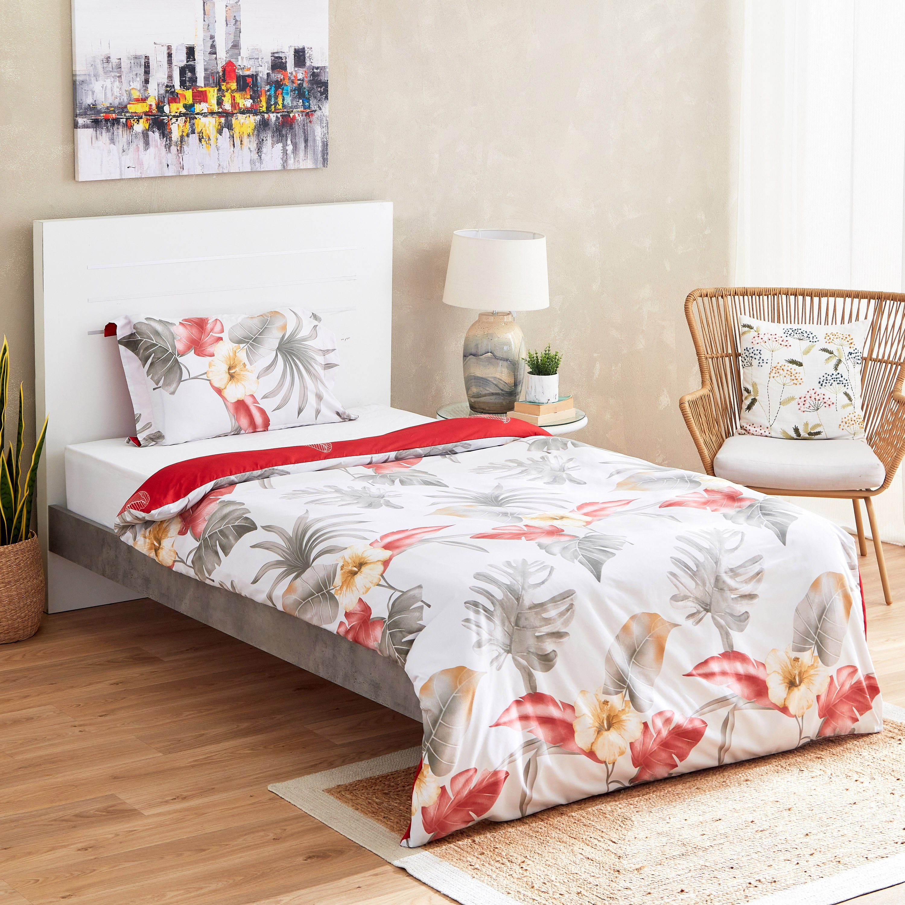 طقم غطاء لحاف فردي من الألياف الدقيقة قطعتين بطبعات من باهاماس - 135x200 سم-PROMO_HB_AE_B1G1_250925-image-1