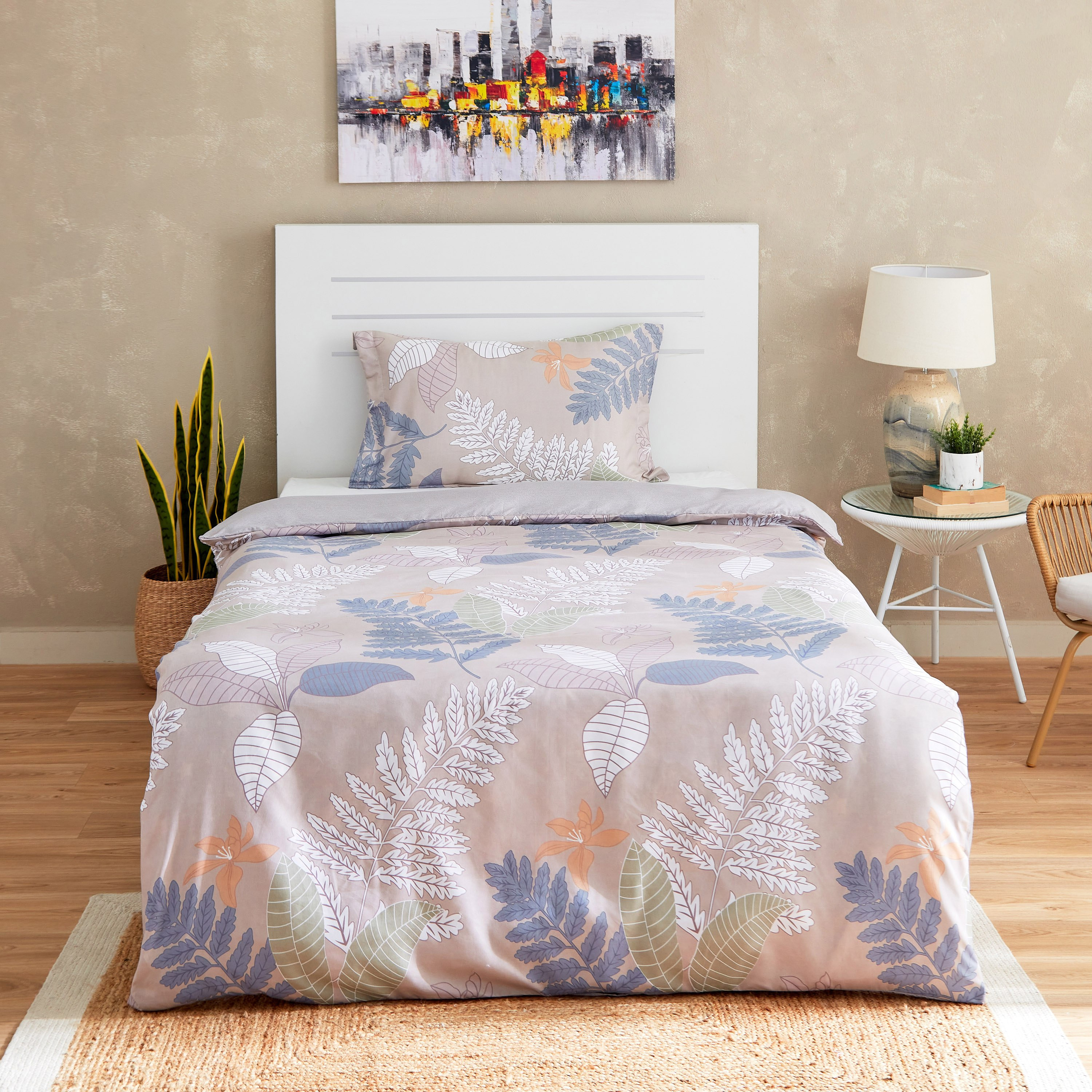 طقم غطاء لحاف فردي من الألياف الدقيقة قطعتين بطبعات من باسل - 135x200 سم-hbxhomeware-hbxdecorandfurnishings-image-2