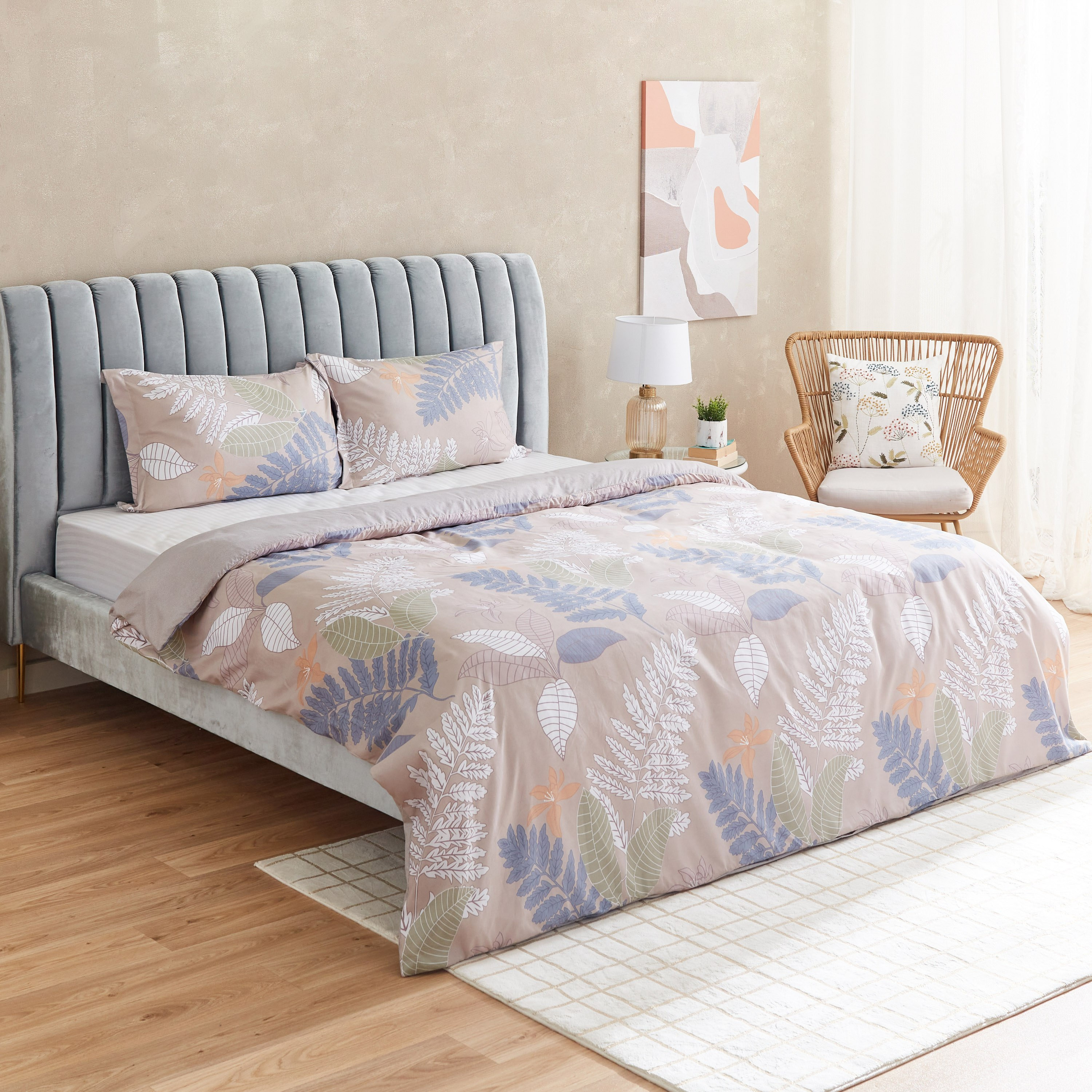 طقم غطاء لحاف سوبر كينج من الألياف الدقيقة 3 قطع بطبعات من باسل - 220x240 سم-hbxhomeware-bedding-duvetcovers-image-1