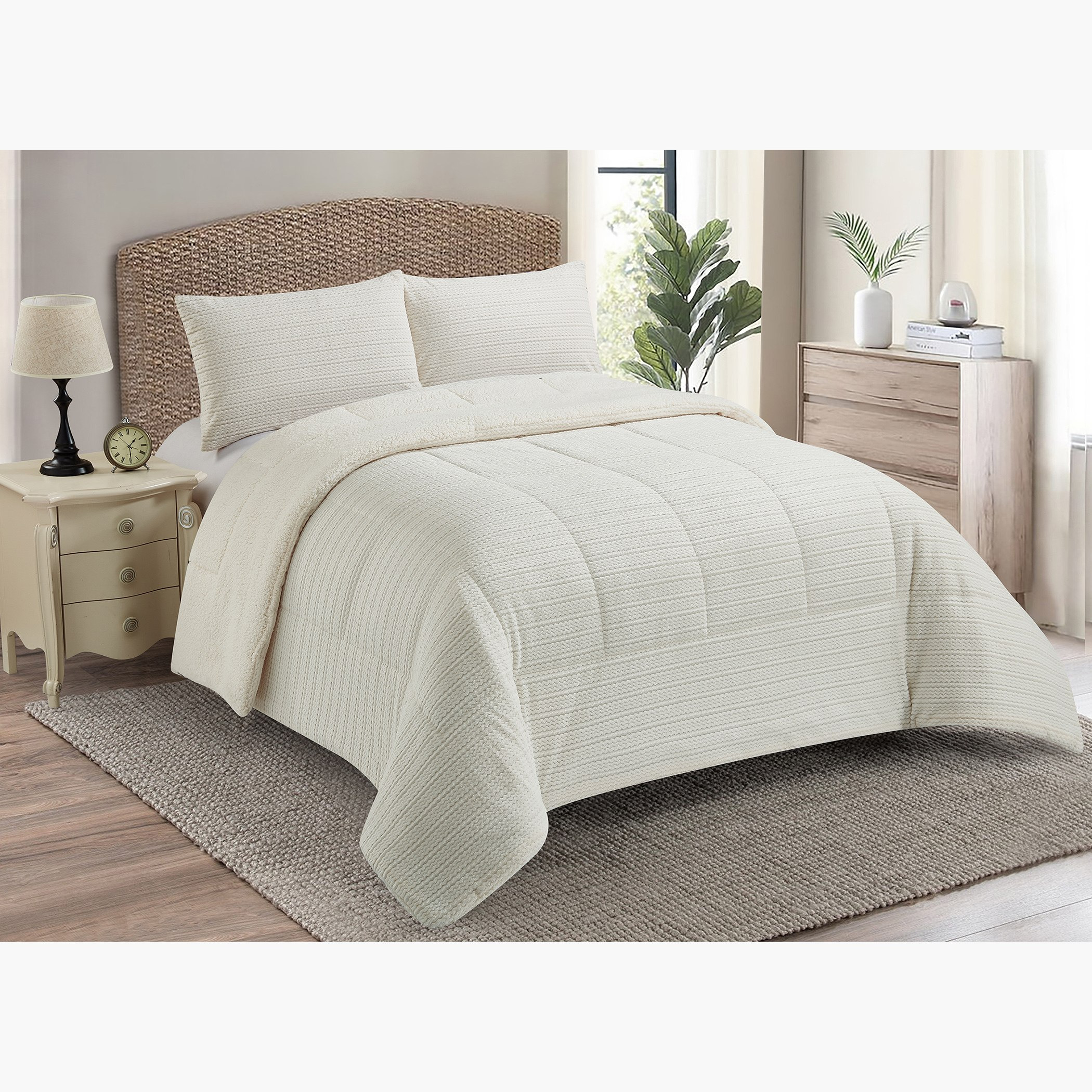 Neve Sherpa 2-Piece Twin Comforter Set - 150x220 cm-hbxhomeware-hbxdecorandfurnishings-image-1