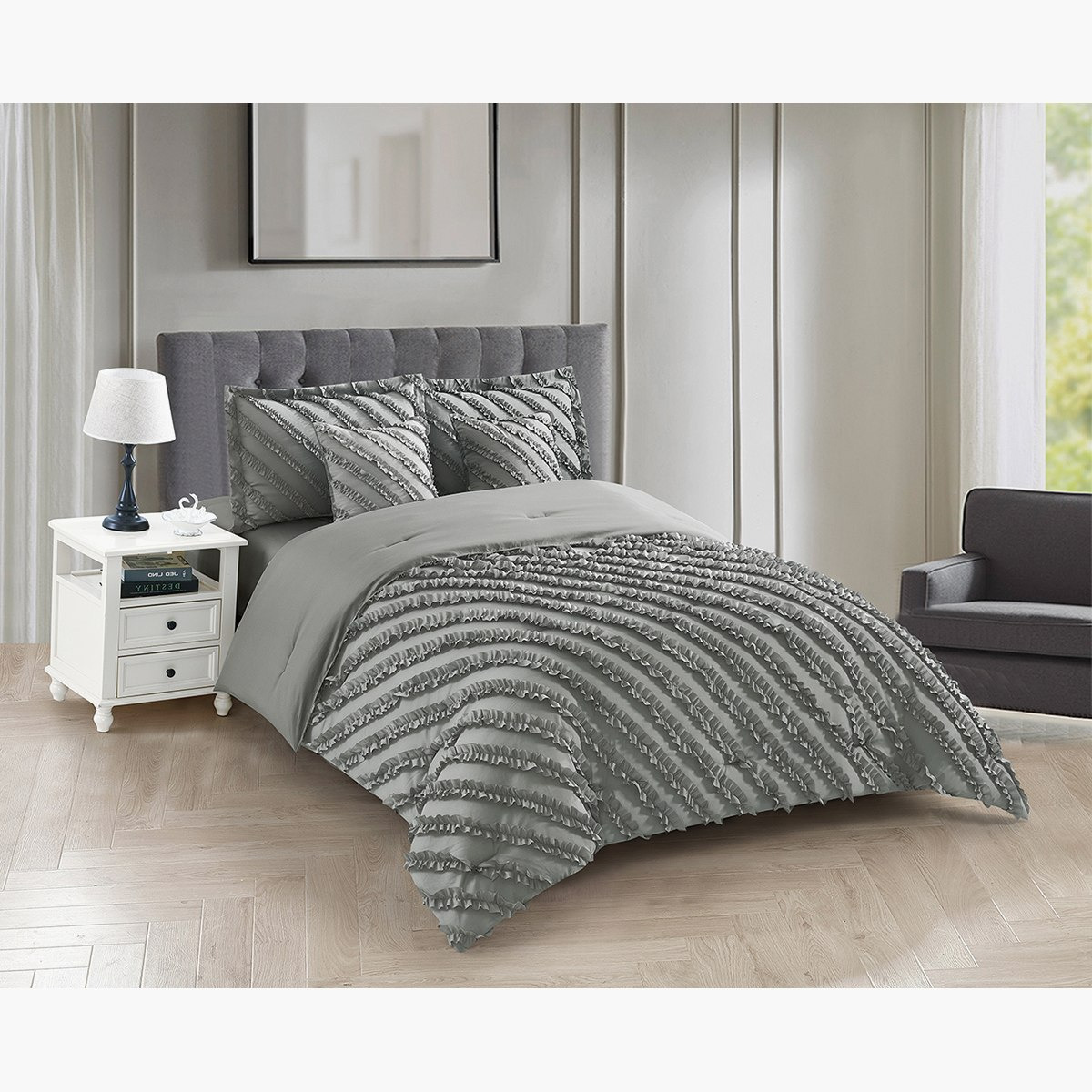 طقم لحاف ألياف دقيقة كينج 5 قطع من توهين فريل - 220x240 سم-hbxhomeware-hbxdecorandfurnishings-image-1