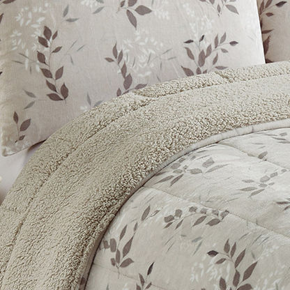Pilvi 3-Piece Botanic Print King Flannel Comforter Set - 220x240 cms