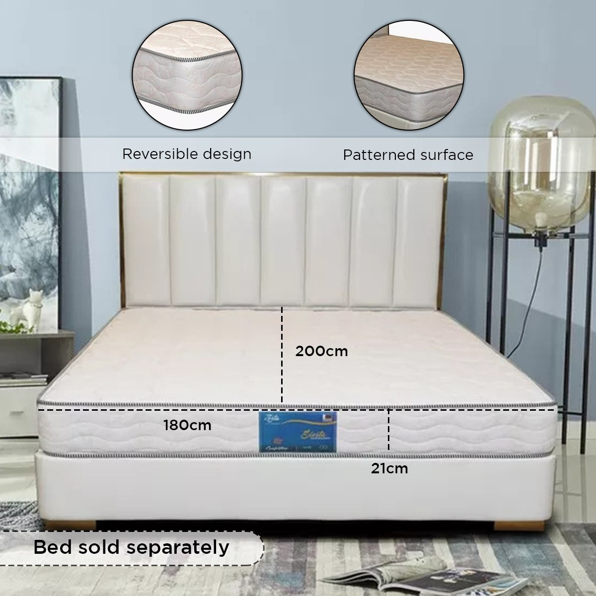 SleepEase iSiesta Medium Firm Bonnell Spring King Mattress - 180x200x21 cm-hbxfurniture-mattresses-king-image-8