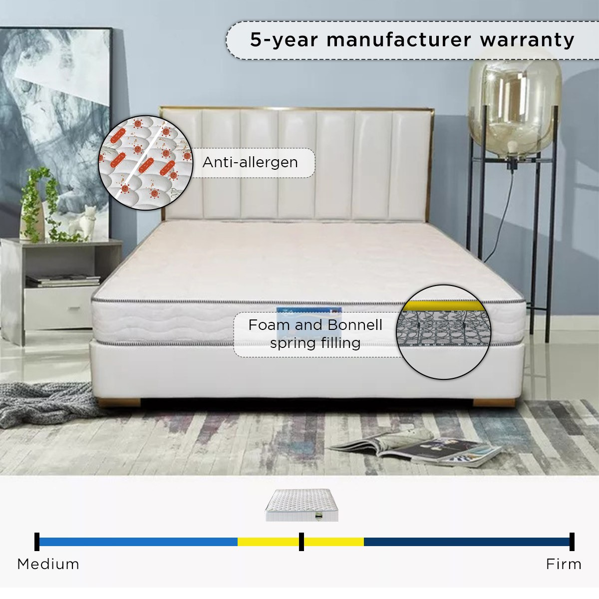 SleepEase iSiesta Medium Firm Bonnell Spring King Mattress - 180x200x21 cm-hbxfurniture-mattresses-king-image-9