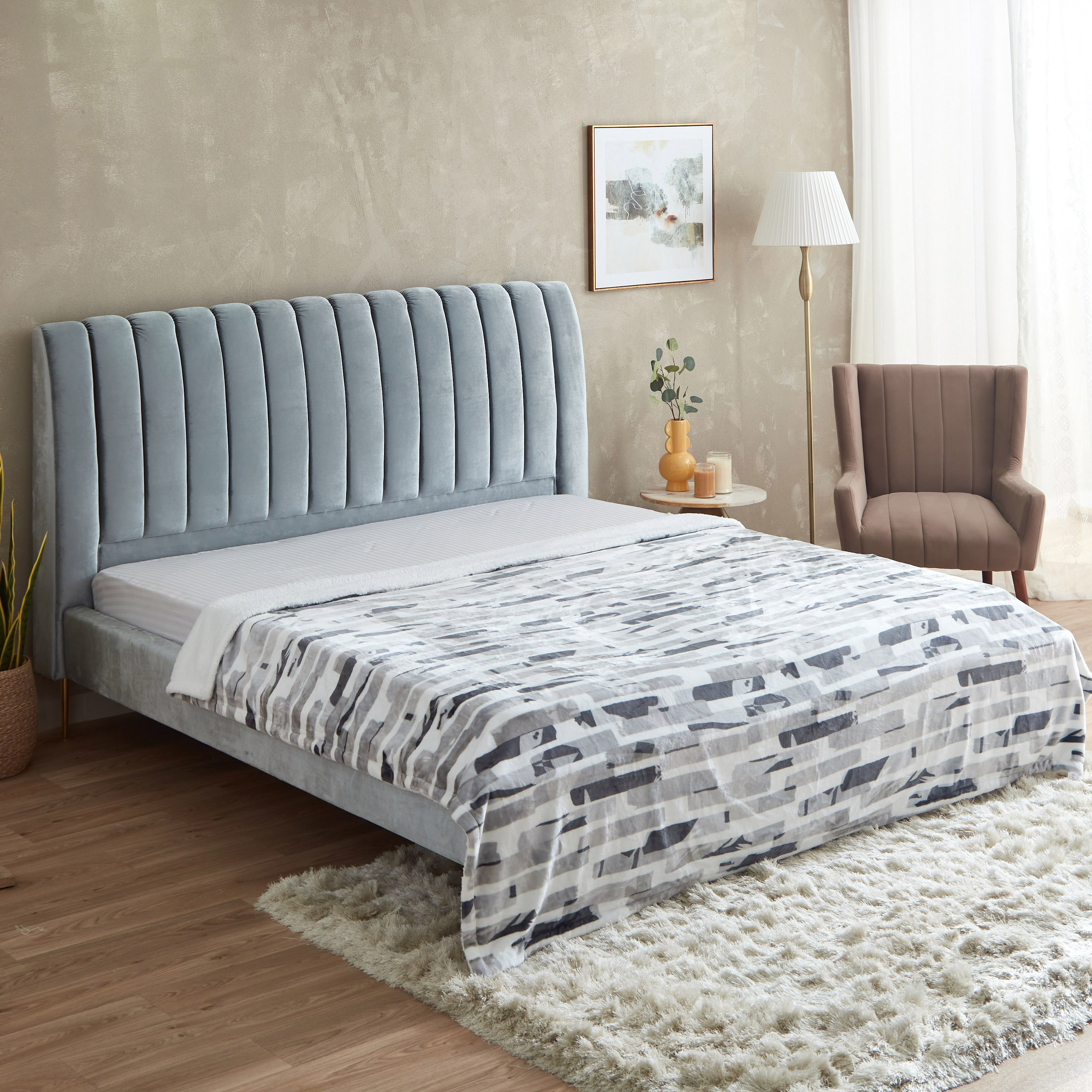 بطانية فلانيل شيربا مزدوجة بطبعات ريكس من براكستون- 150×200 سم-hbxhomeware-hbxbedroom-image-1