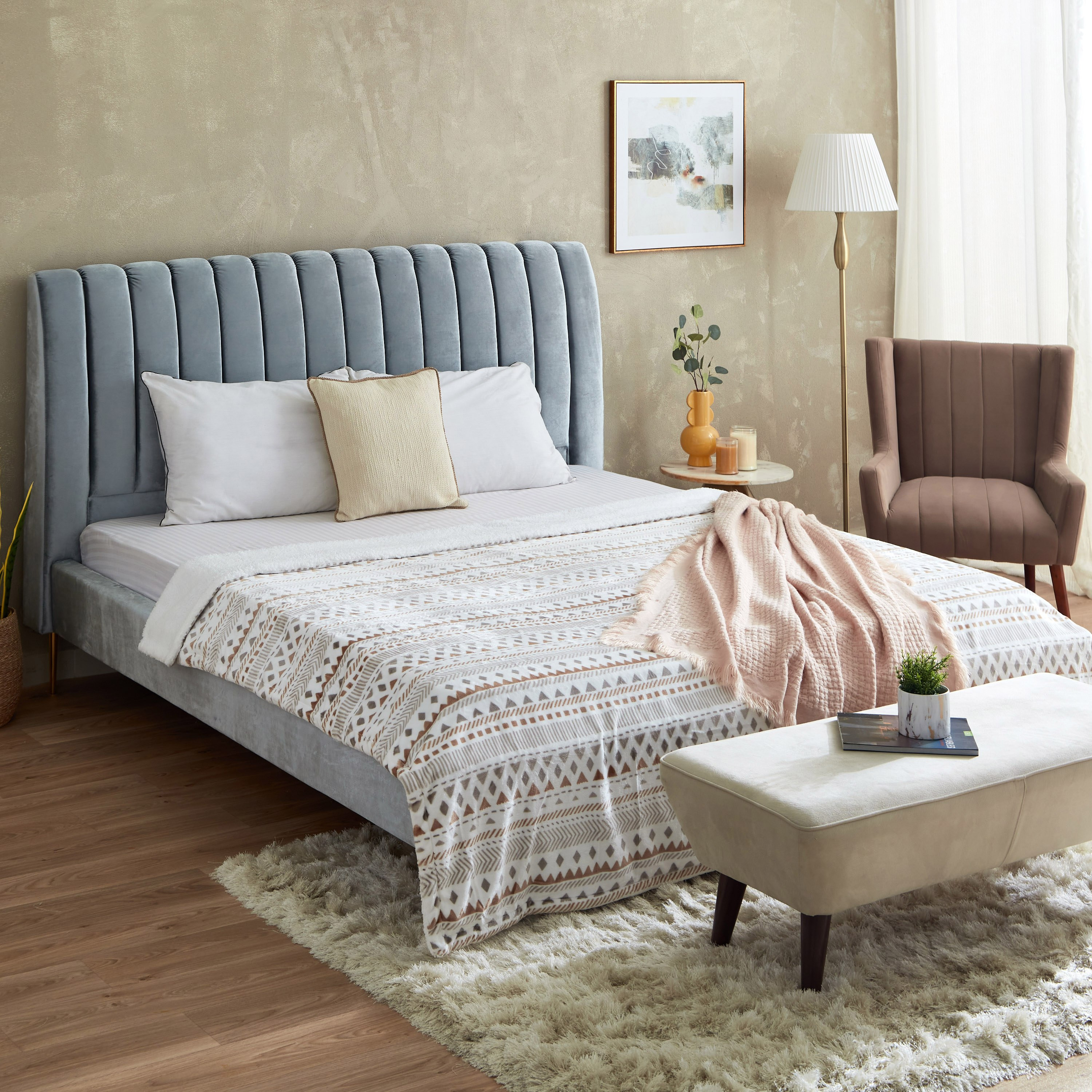 بطانية فلانيل شيربا بحجم مزدوج وطبعات سامارا من براكستون - 150x200 سم-hbxhomeware-hbxbedroom-image-7
