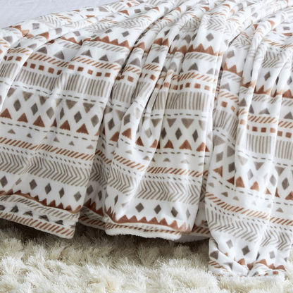 Braxton Samara Printed Flannel Sherpa Queen Blanket - 200x220 cms
