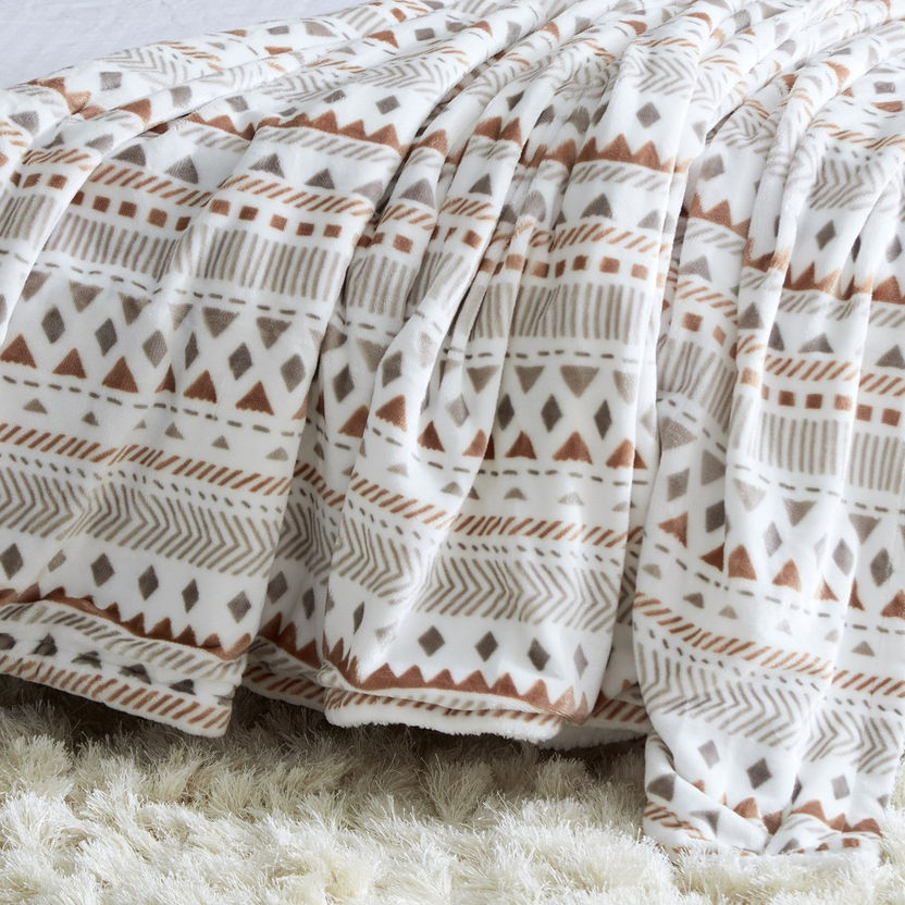 Braxton Samara Printed Flannel Sherpa Queen Blanket - 200x220 cm-Blankets-image-5