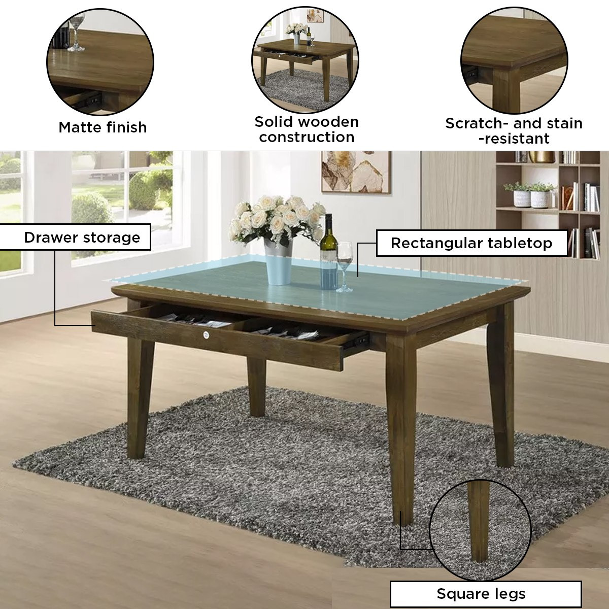 طقم سفرة 6 مقاعد مع مقعد بنش من موكا-hbxfurniture-diningtablesandsets-diningsets-sixseater-image-5