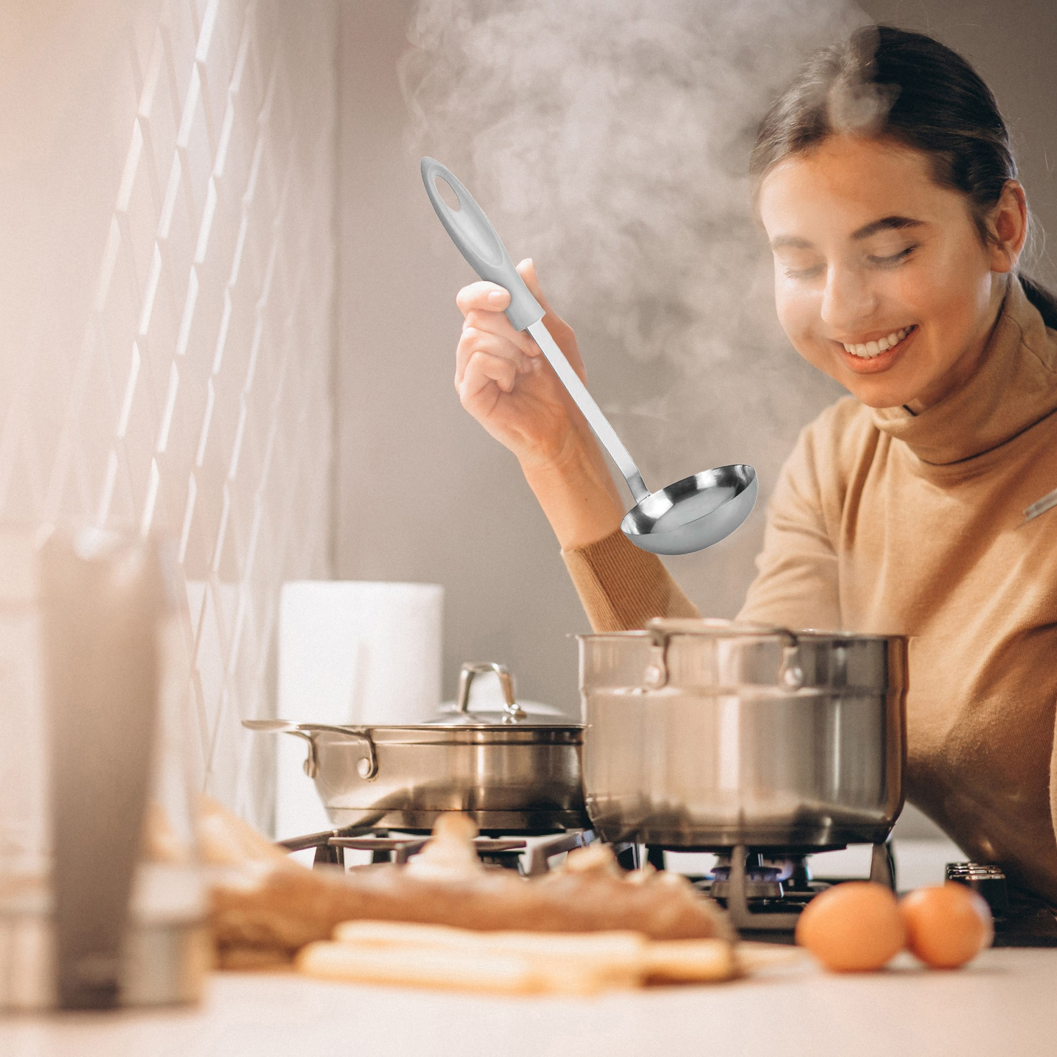 مغرفة ستانليس ستيل من تريندي - 28x6.5x6.5 سم-hbxhomeware-hbxkitchen-image-1