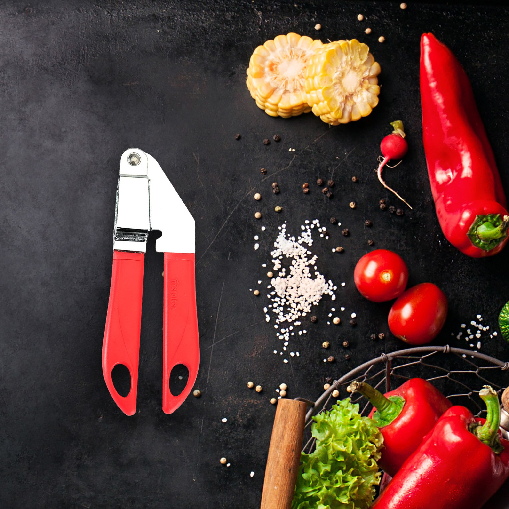 عصارة ثوم ستانليس ستيل من تريندي - 17x5x5 سم-hbxhomeware-hbxkitchen-image-1