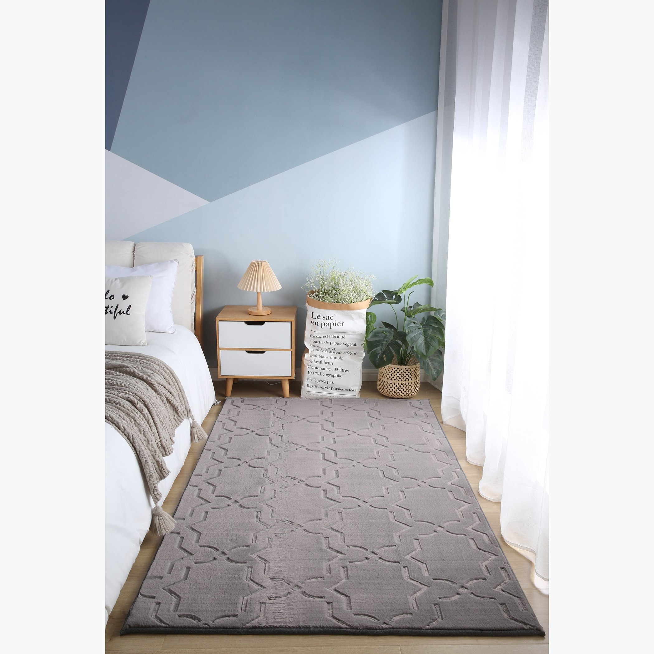 سجادة فرو أرنب منقوشة لاتيس من نويلا - 110x160 سم-hbxdecorandfurnishings-floorcoverings-rugs-image-1